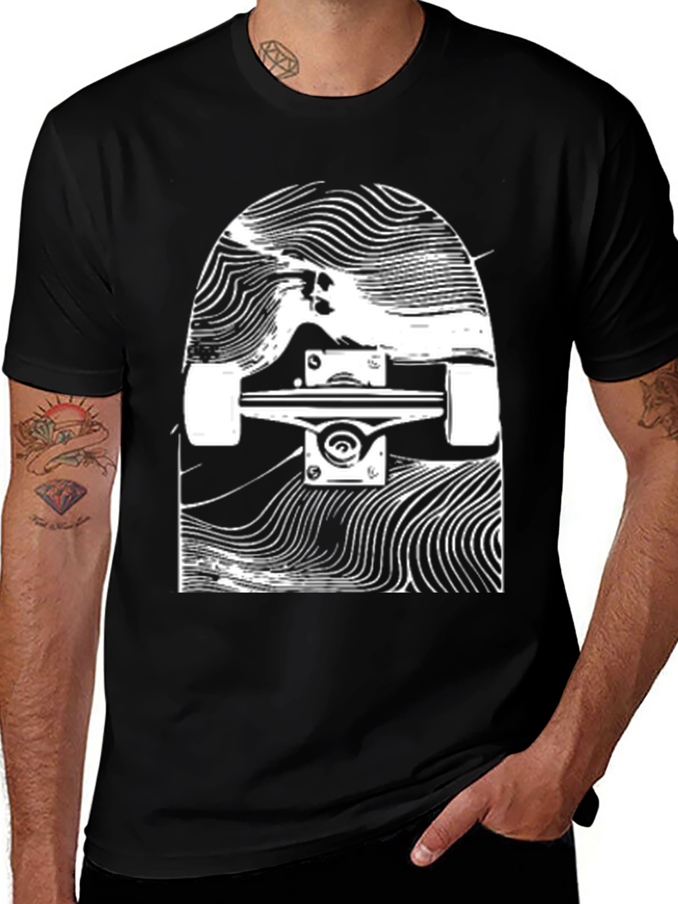Variant 29 of Skateboard Graphic T-Shirt - Black