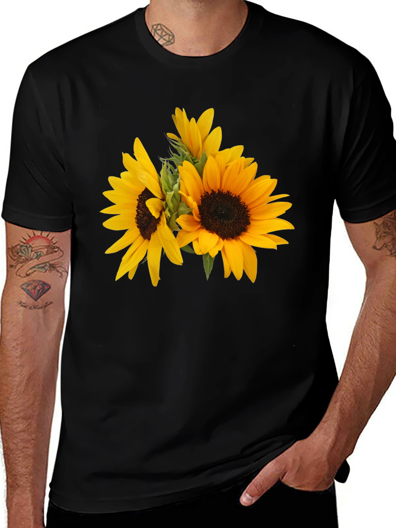 Variant 25 of Sunflower Graphic T-Shirt - Stylish Black Tee