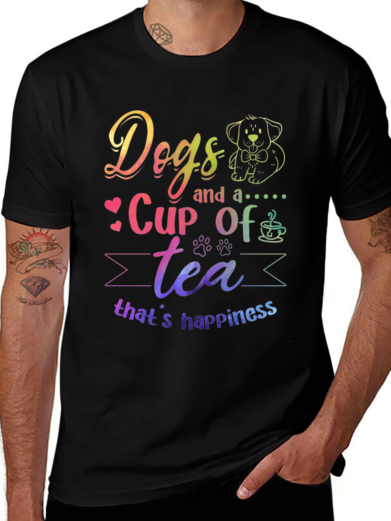 Variant 11 of Dogs and a Cup of Tea Happiness T-Shirt