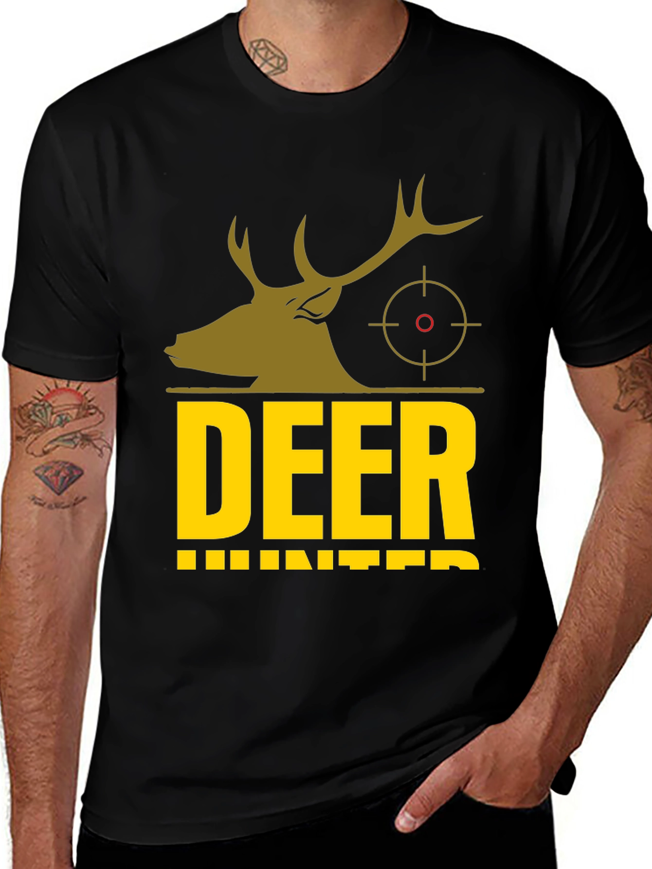Variant 15 of Deer Hunter Graphic Tee - Men's Black T-Shirt