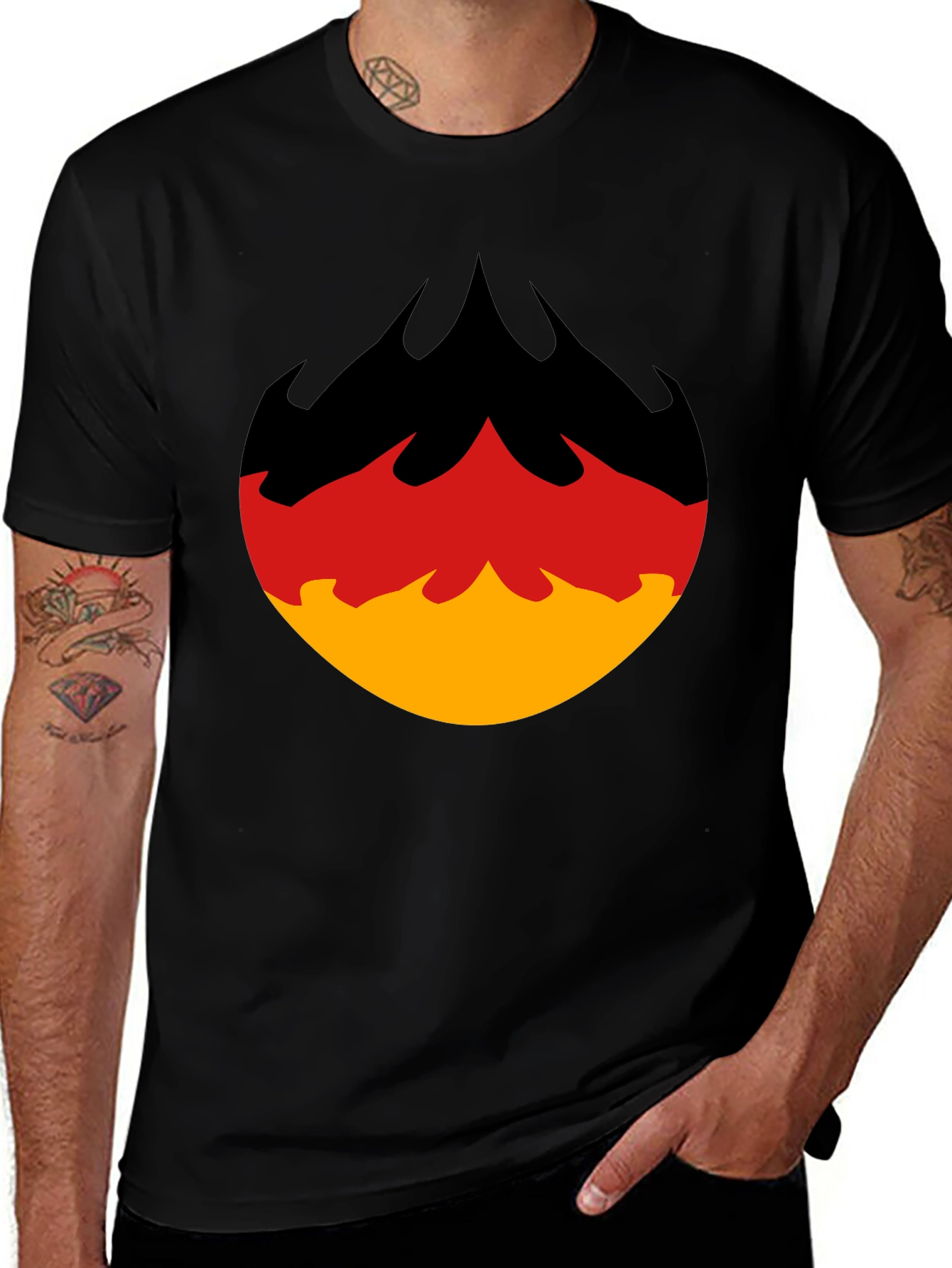 Variant 7 of Flame Design Tee - Black Graphic T-Shirt