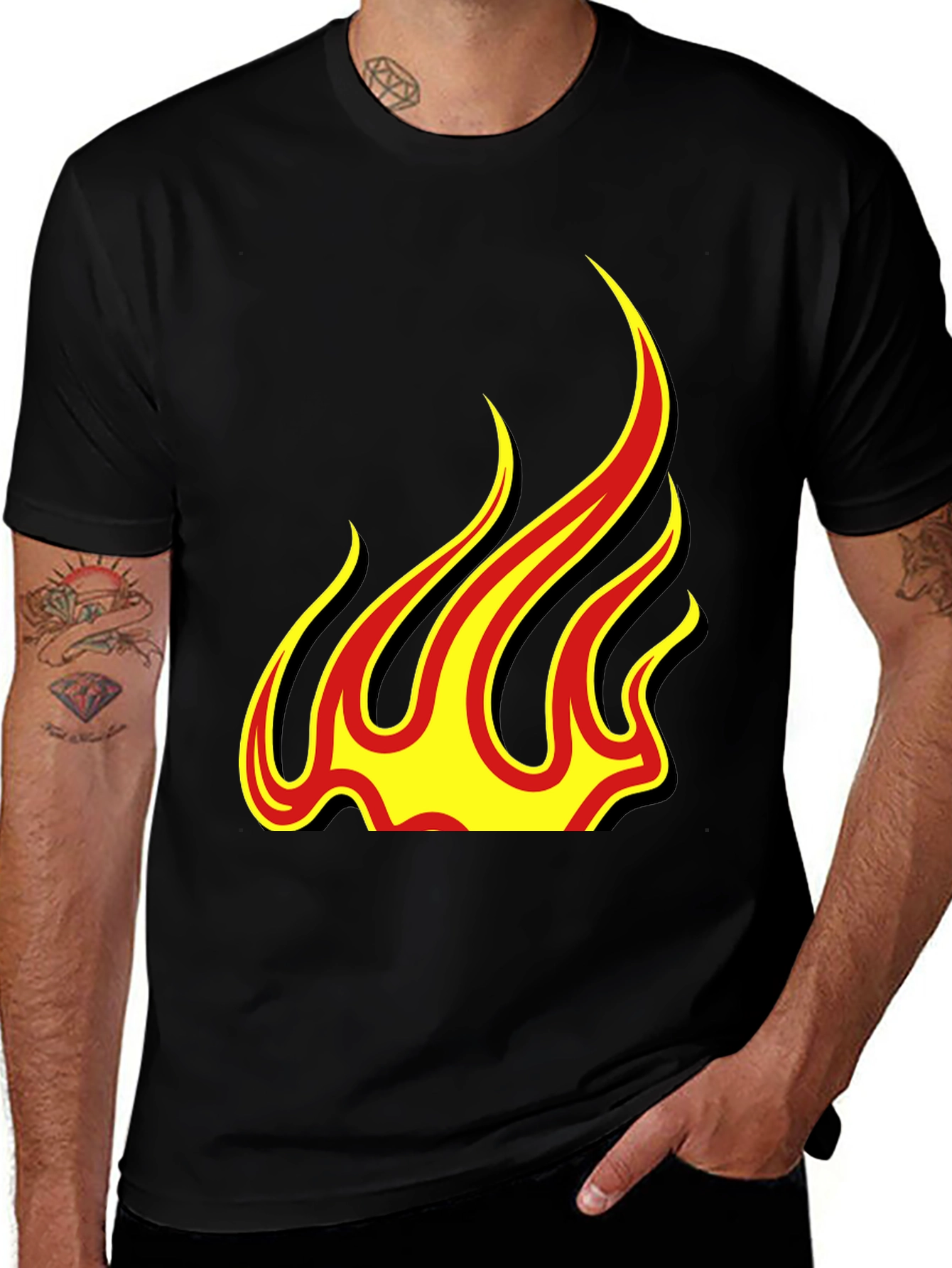 Variant 19 of Flaming Hot Graphic Tee - Black Short Sleeve Shirt