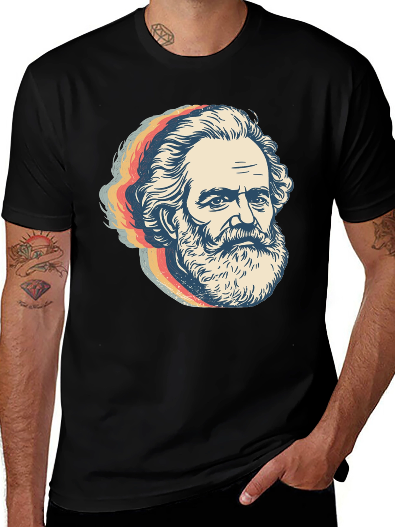 Retro Karl Marx Portrait Graphic Tee - Black