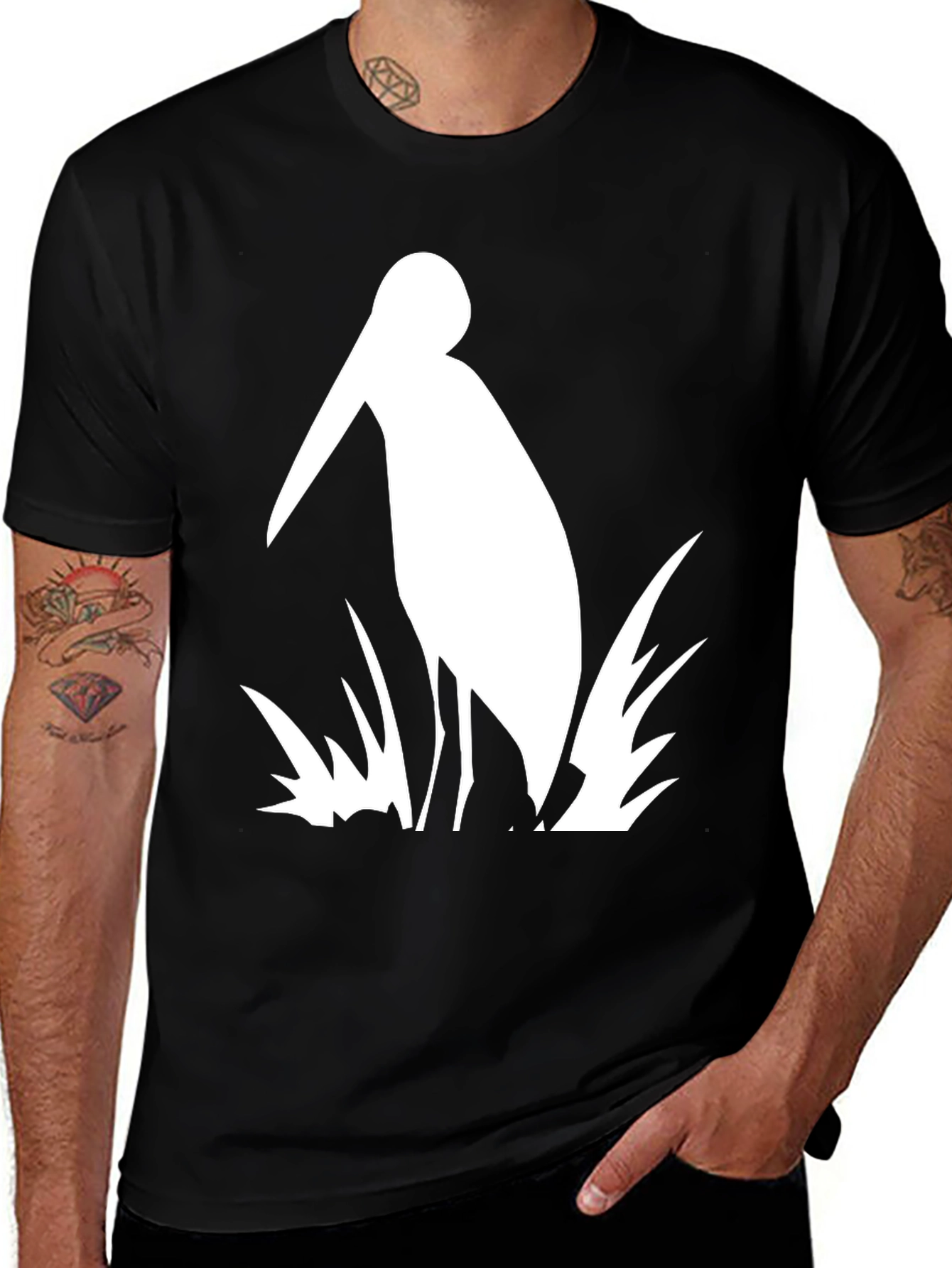 Variant 7 of Heron Graphic Tee - Black Cotton Shirt