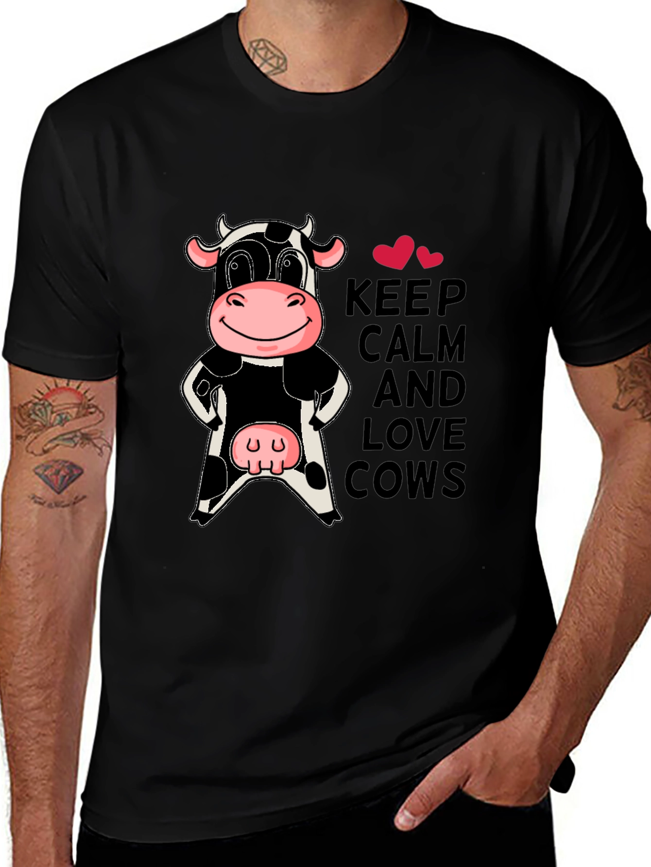 Variant 11 of Keep Calm & Love Cows Black T-Shirt
