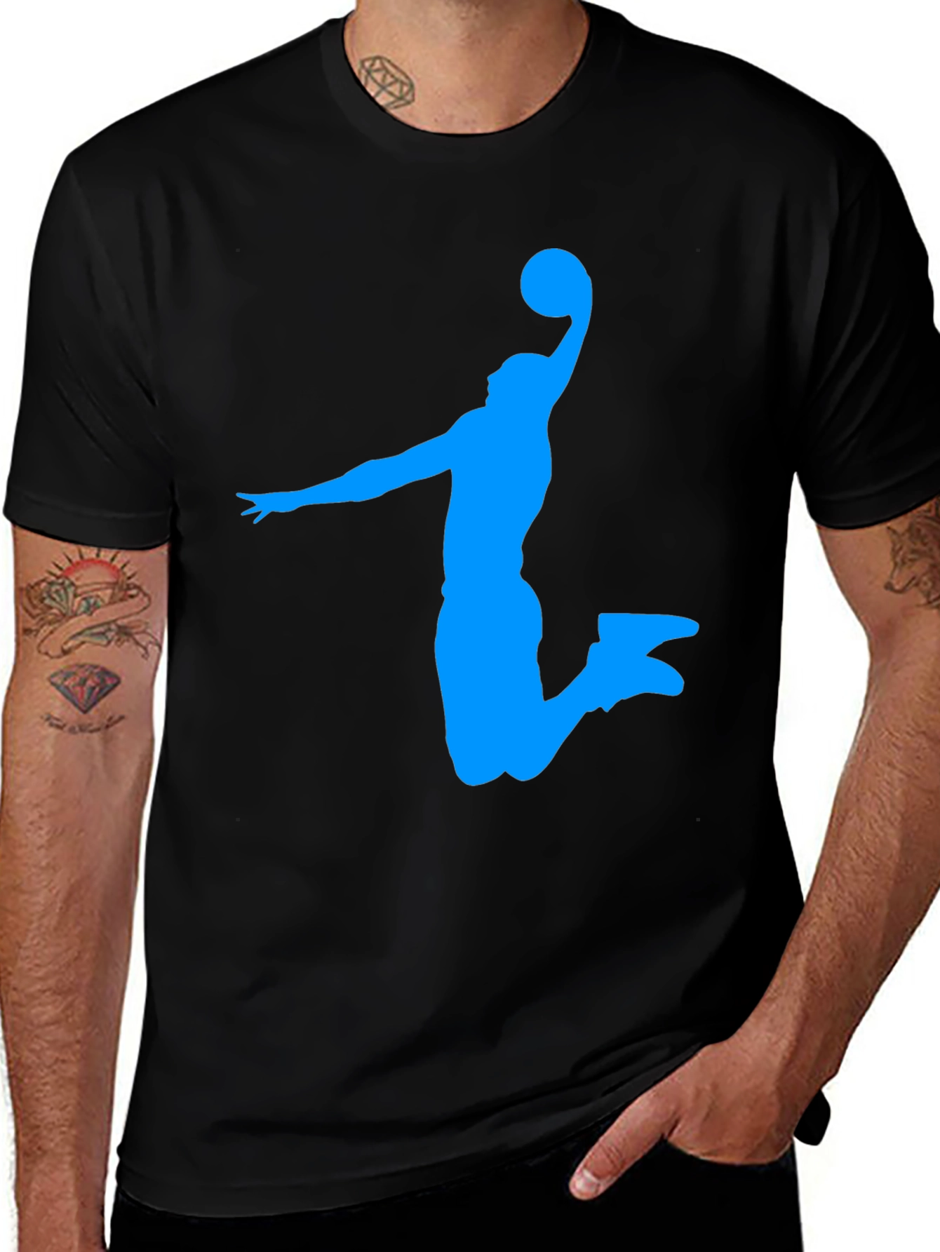 Variant 13 of Basketball Silhouette Graphic T-Shirt - Black