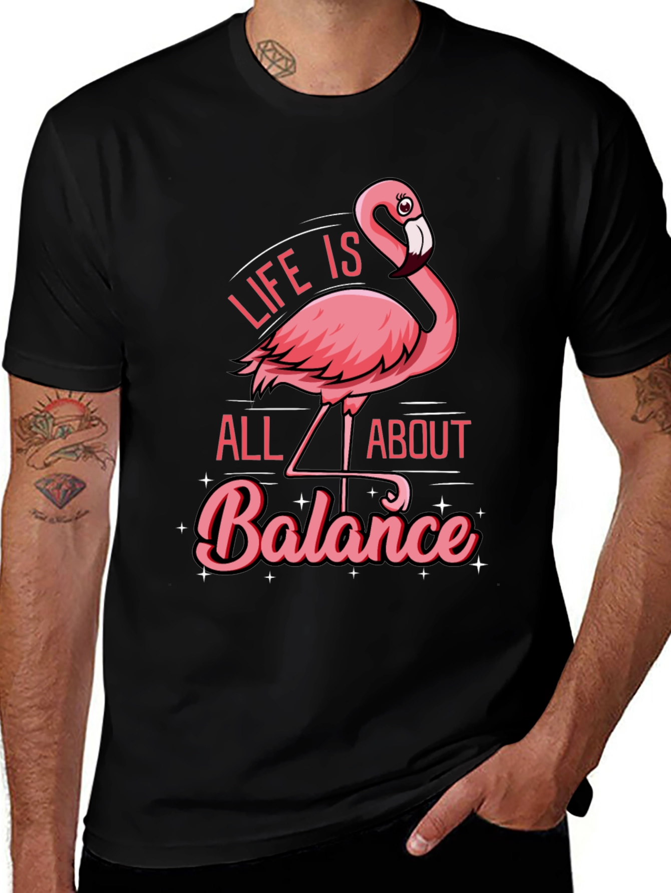 Black Life is All About Balance Flamingo Graphic T-Shirt main image