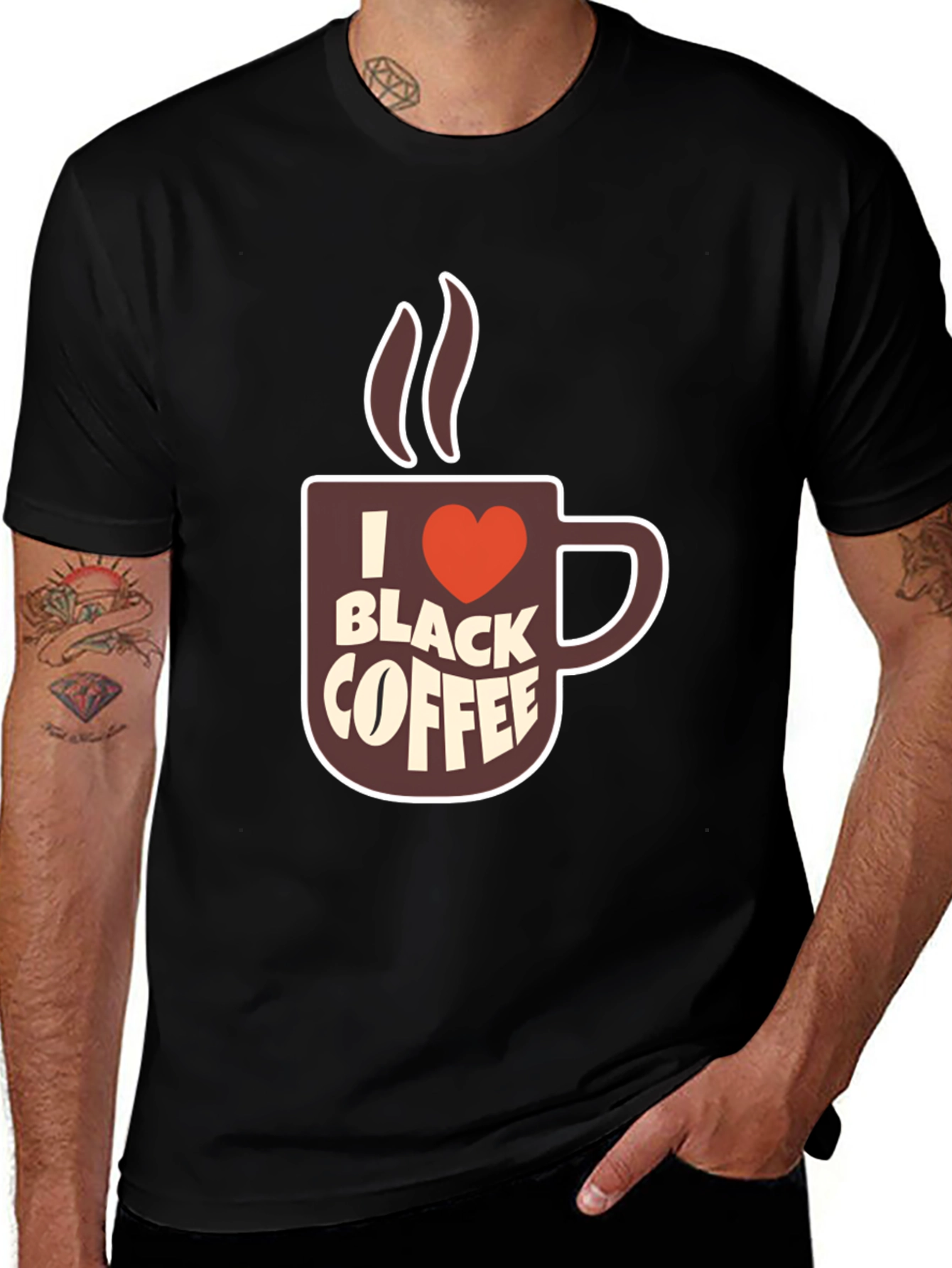 Variant 11 of I Heart Black Coffee Graphic Tee - Casual Comfort