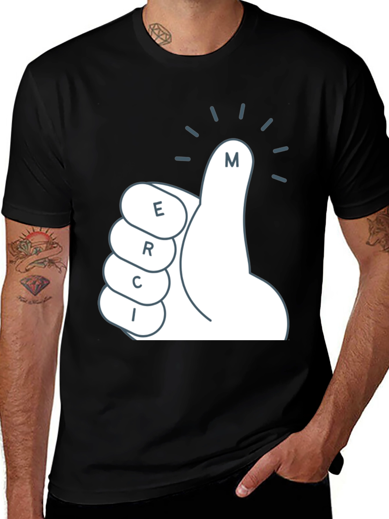 Variant 29 of Merci T-Shirt - Thumbs Up Graphic Tee