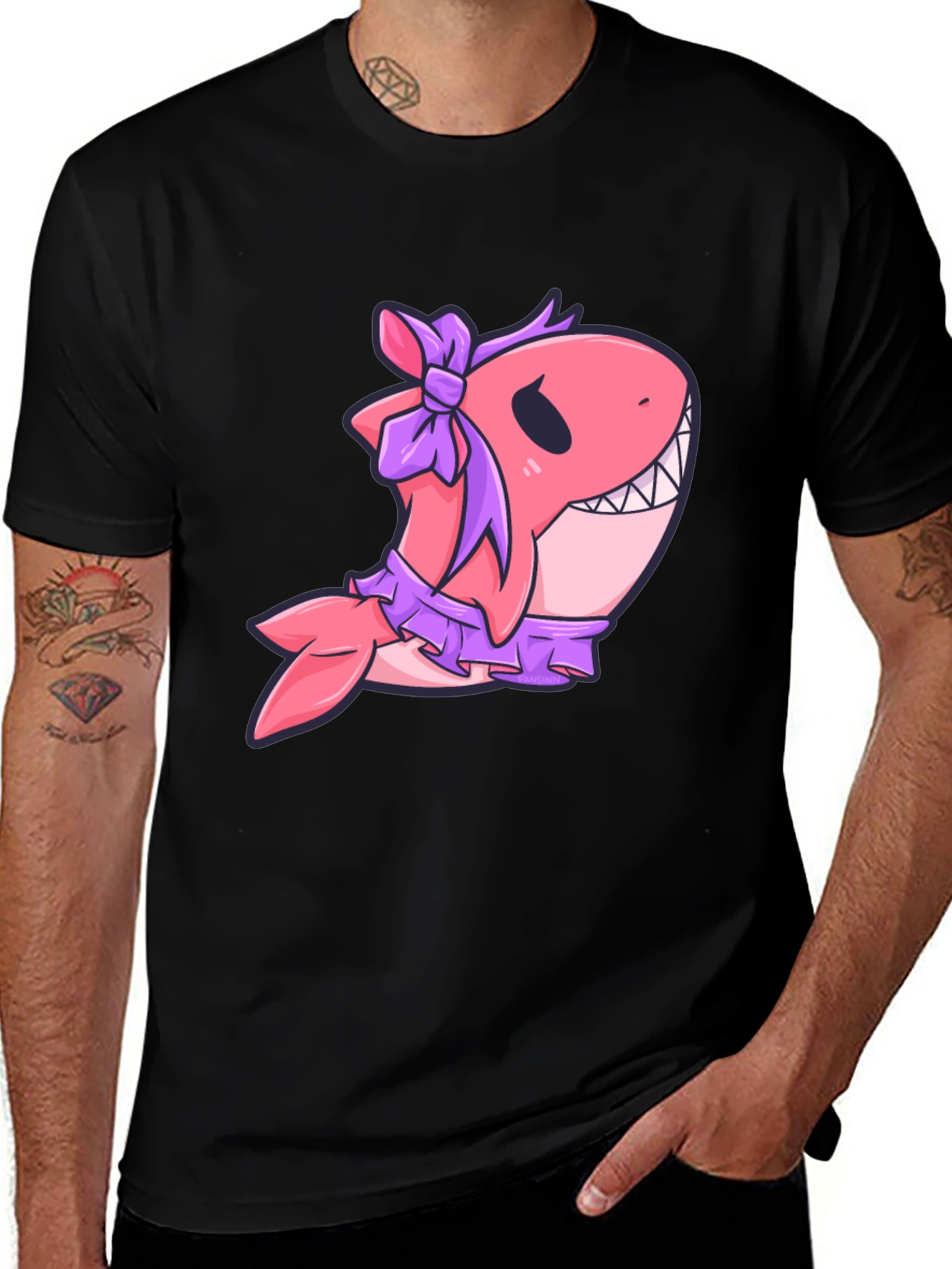 Variant 11 of Cute Pink Shark T-Shirt - Kawaii Anime Style