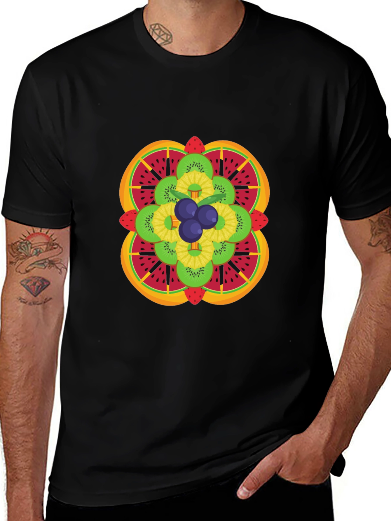 Variant 24 of Fruit Mandala Graphic Tee - Stylish & Unique Design