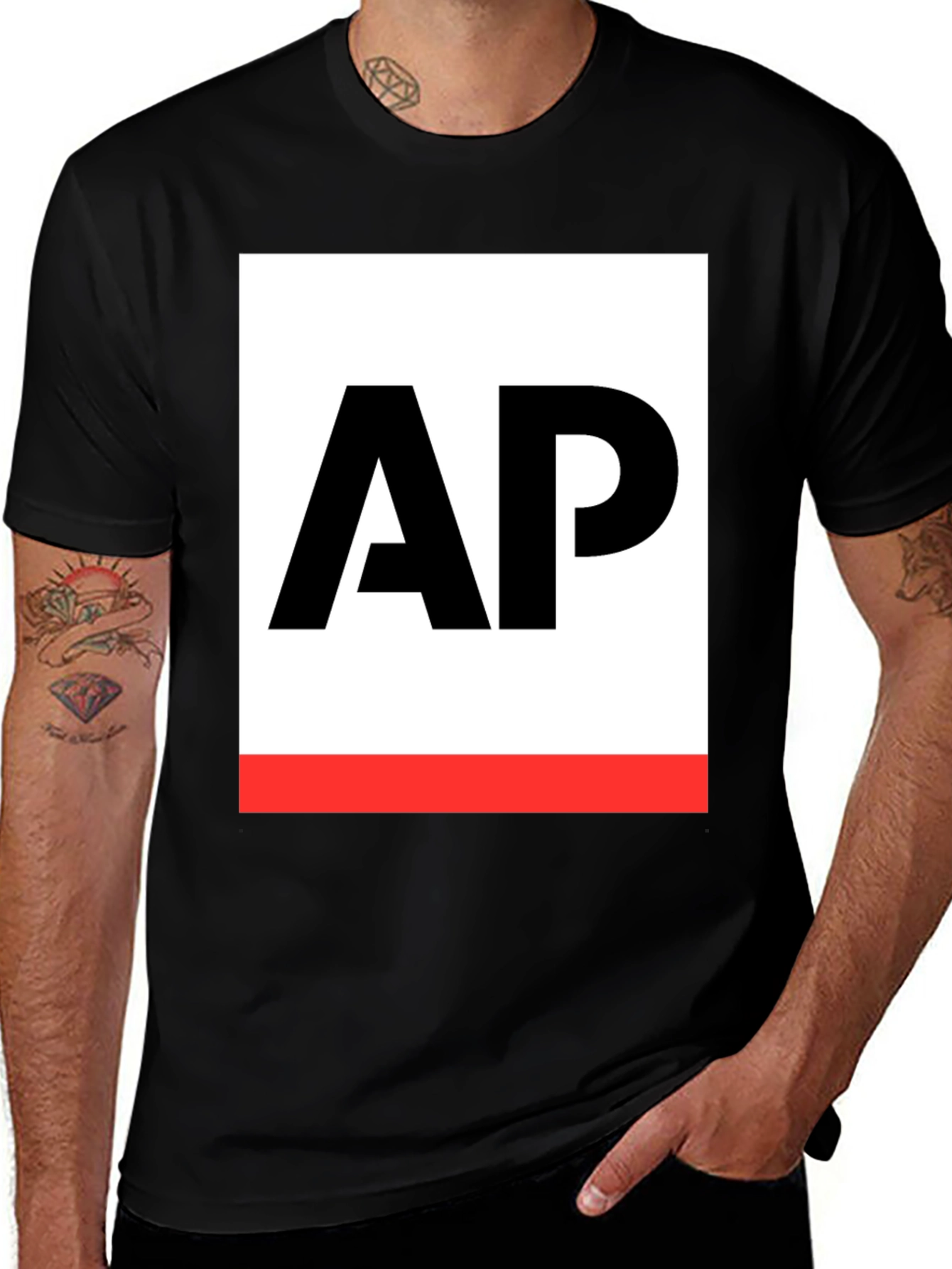 Variant 13 of AP Logo Graphic Tee - Stylish Black Cotton T-Shirt