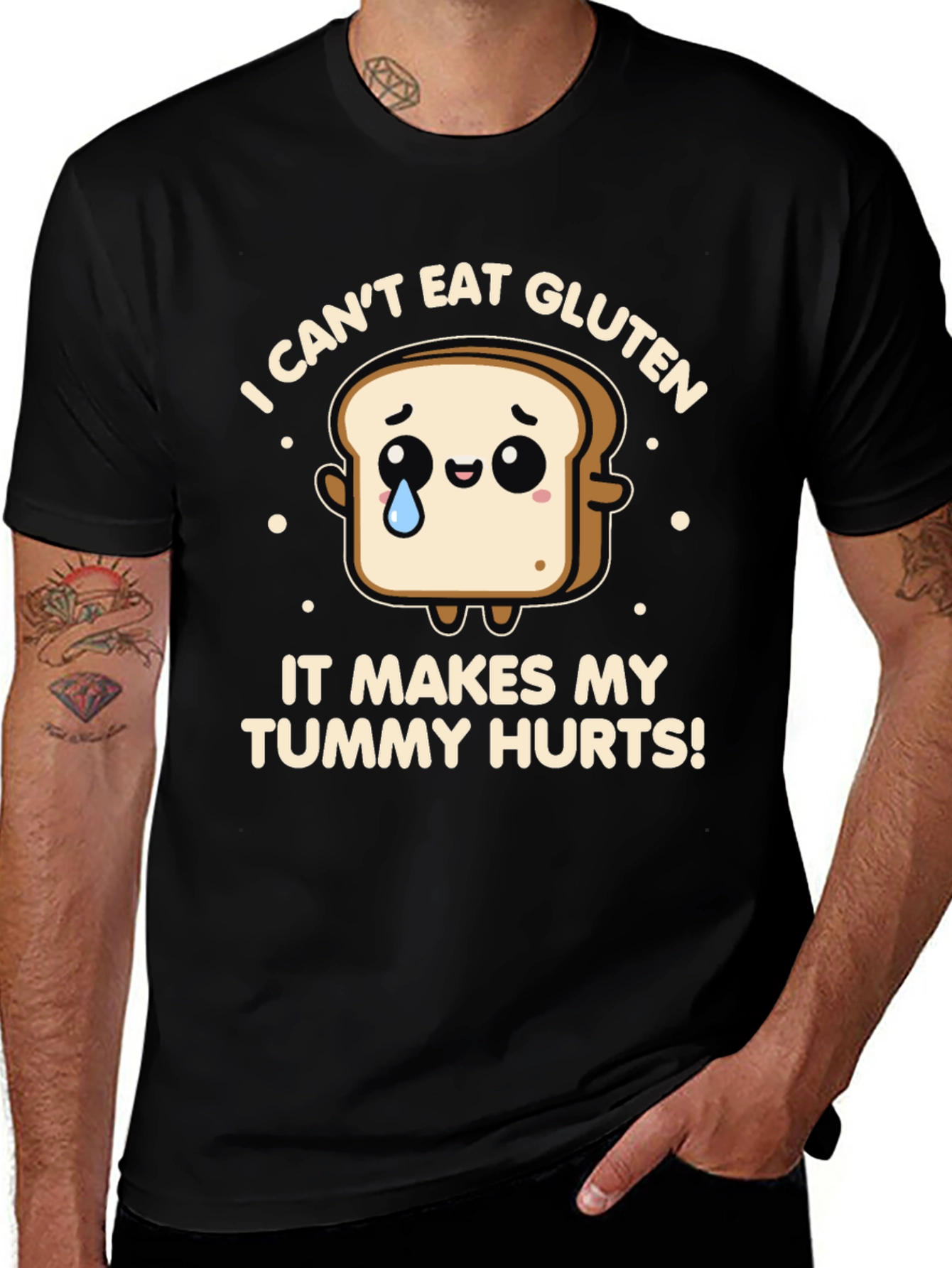 Variant 3 of Funny Gluten Allergy T-Shirt - "Tummy Hurts"