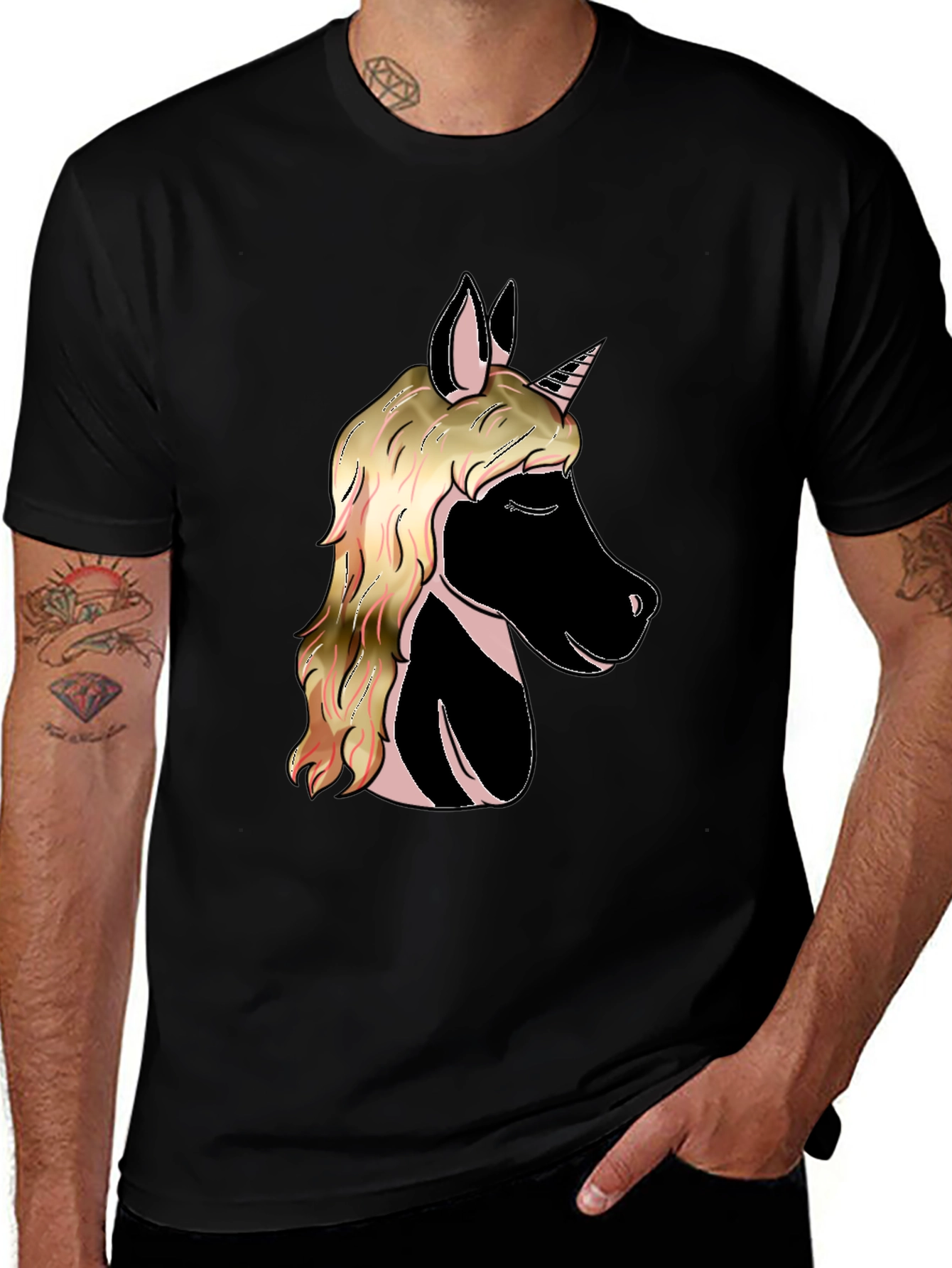 Variant 14 of Unicorn Graphic Tee - Black Cotton Comfort
