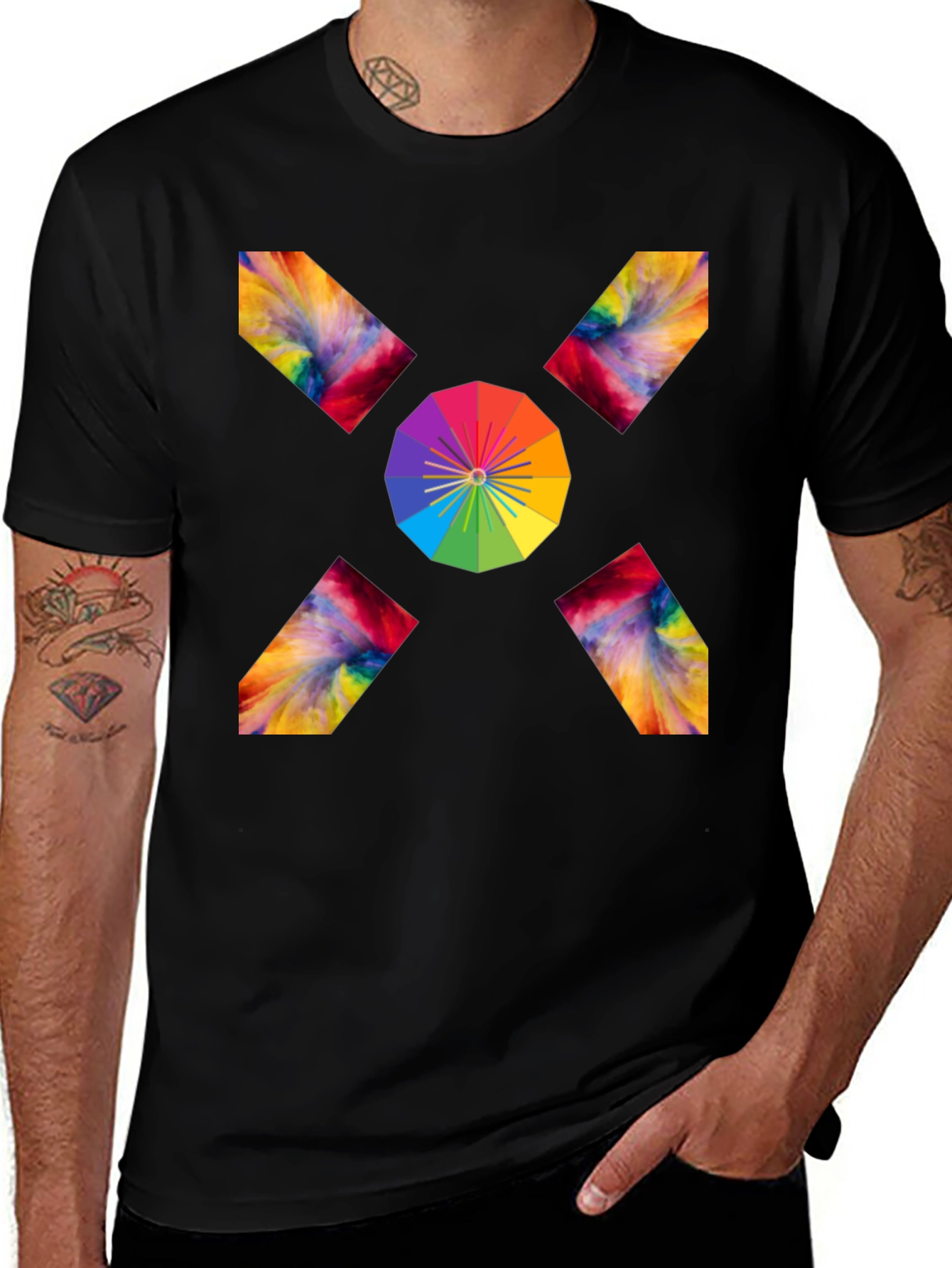 Variant 3 of Abstract Rainbow Graphic Tee - Unique Men's T-Shirt