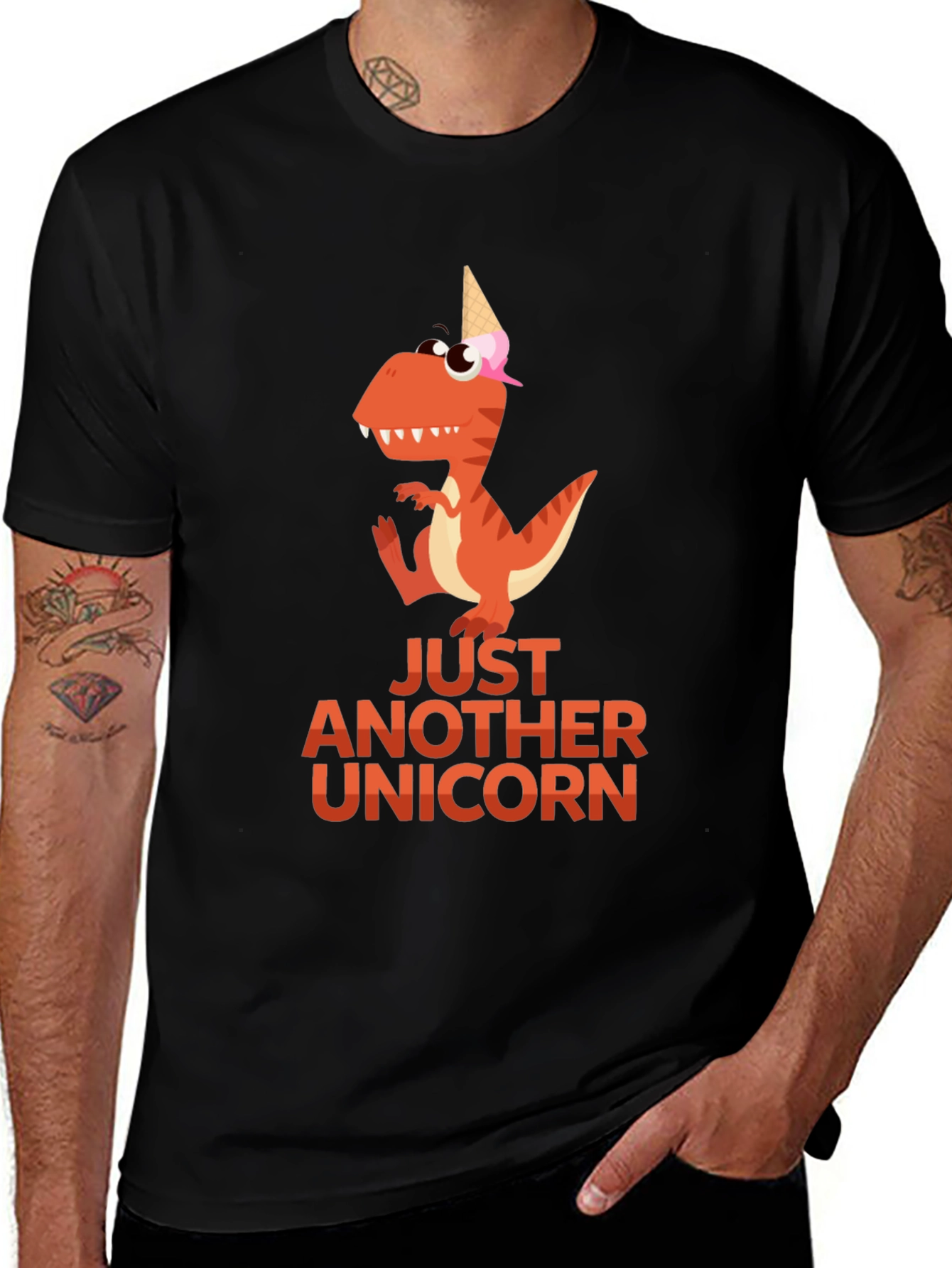 Variant 6 of Dino-Unicorn Black T-Shirt
