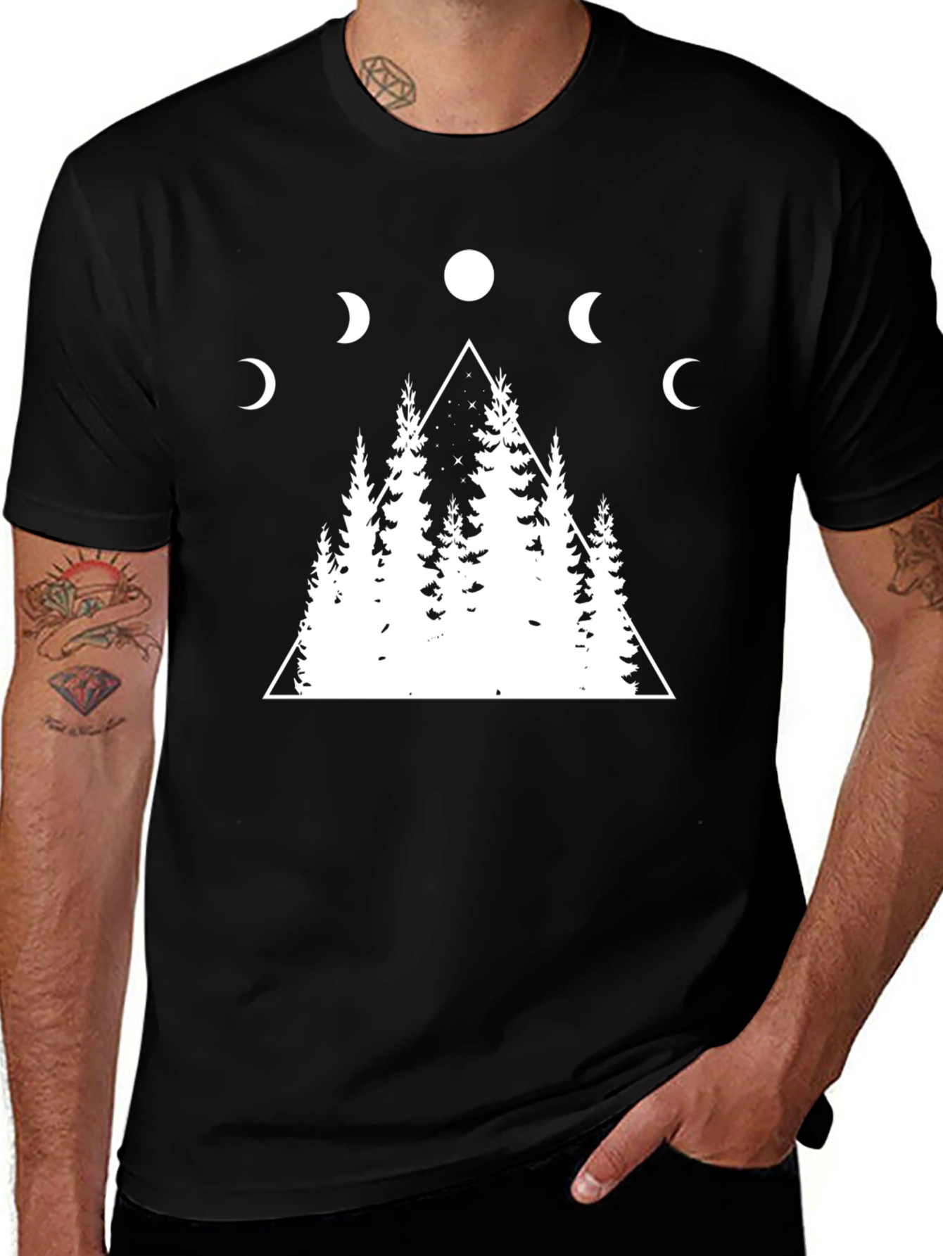 Variant 16 of Moon Phase Forest Graphic Tee - Black
