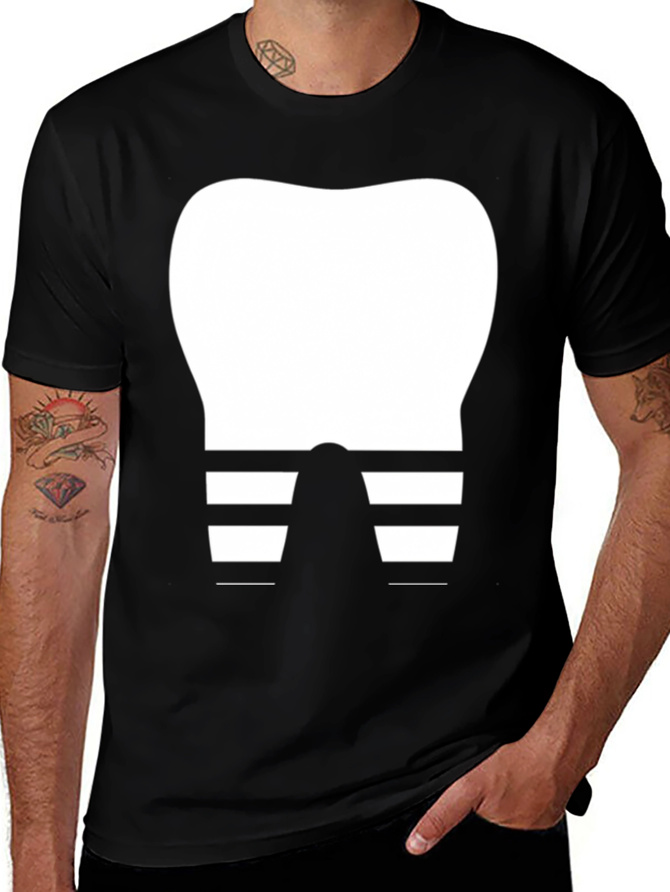 Variant 23 of Dental Humor T-Shirt - Tooth with Braces Design
