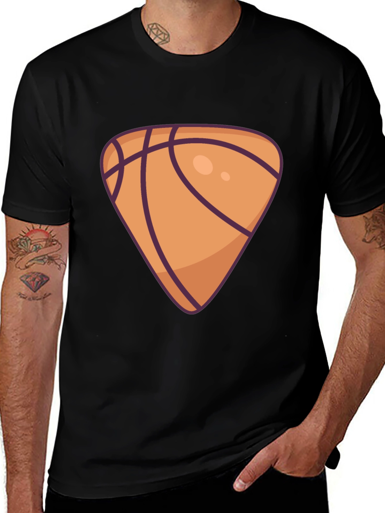 Variant 6 of Basketball Triangle Graphic Black T-Shirt