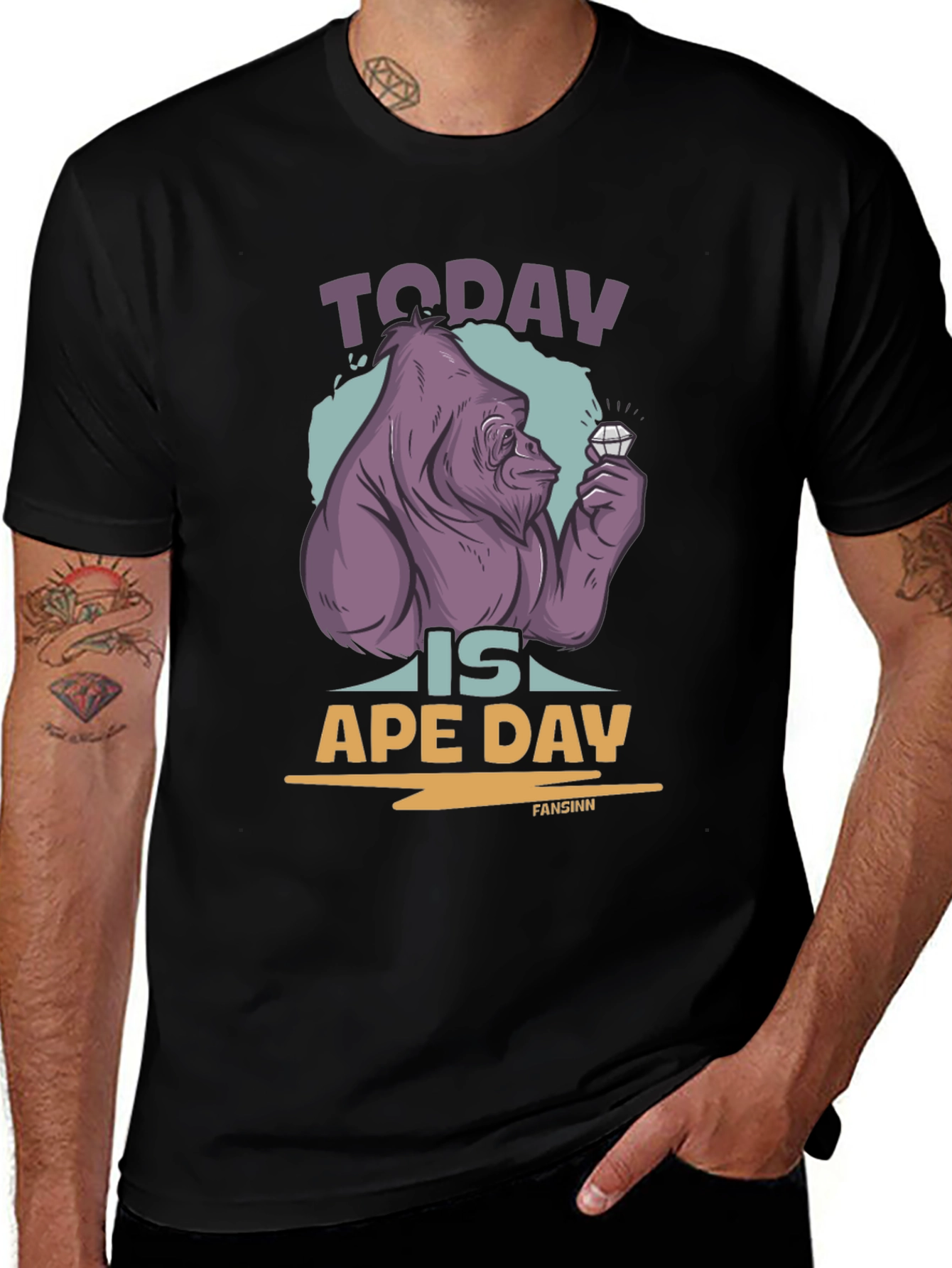 Variant 19 of Ape Day T-Shirt - Diamond Hand Gorilla Graphic Tee