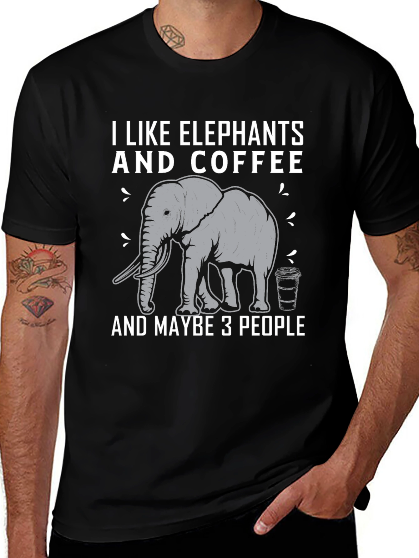 Variant 26 of I Like Elephants and Coffee T-Shirt