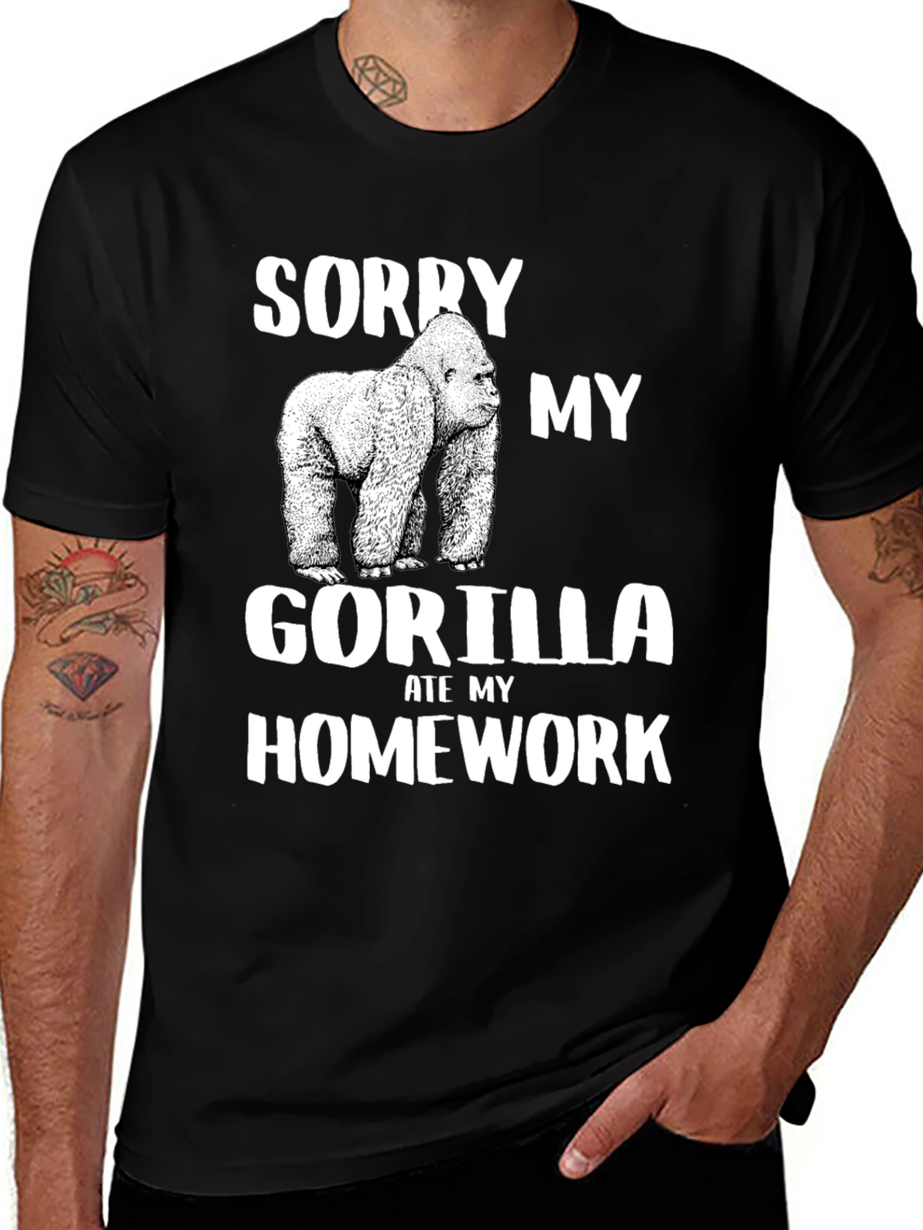 Variant 3 of Funny Gorilla Ate My Homework Graphic T-Shirt