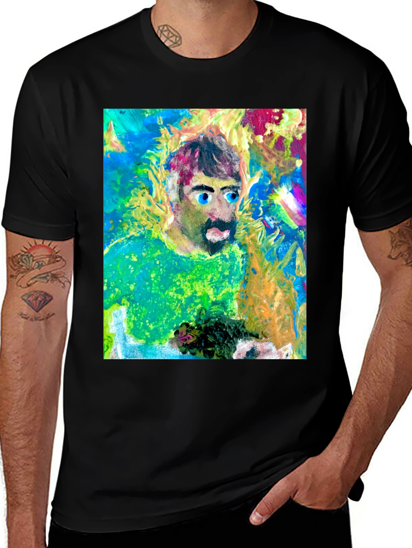 Variant 8 of Artistic Man Graphic Tee - Bold Expression
