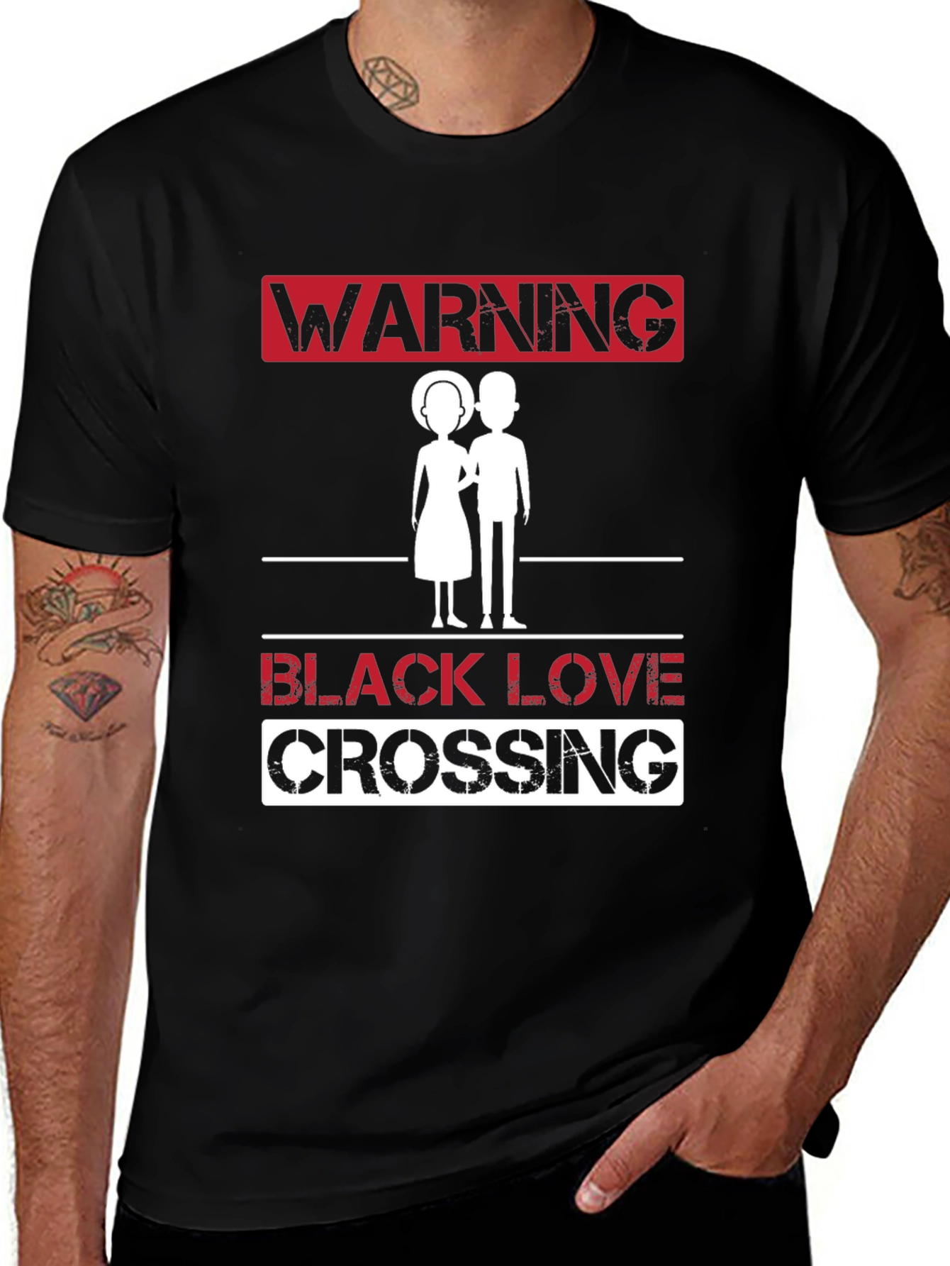 Warning: Black Love Crossing Graphic Tee