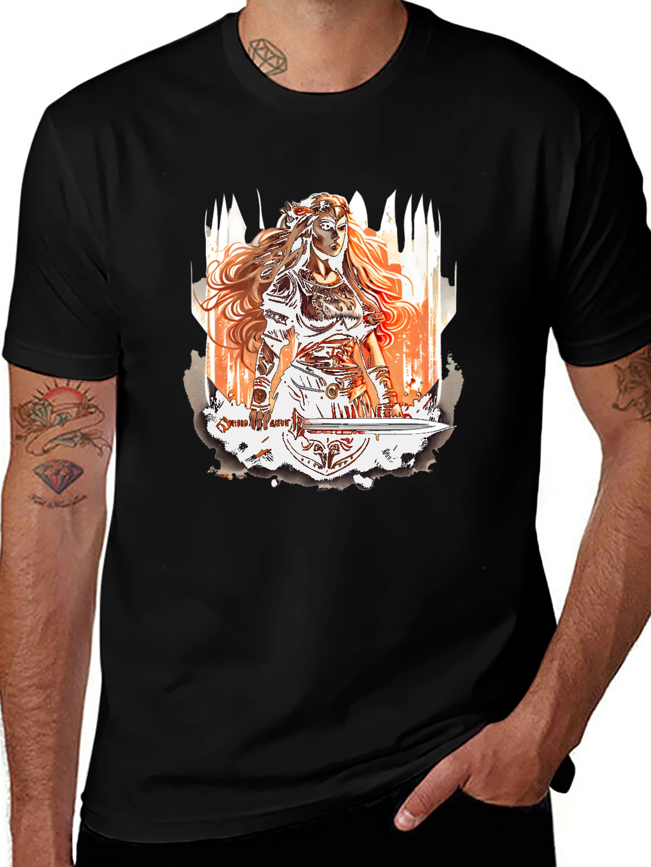 Variant 20 of Warrior Queen Graphic Tee - Bold Fantasy Design