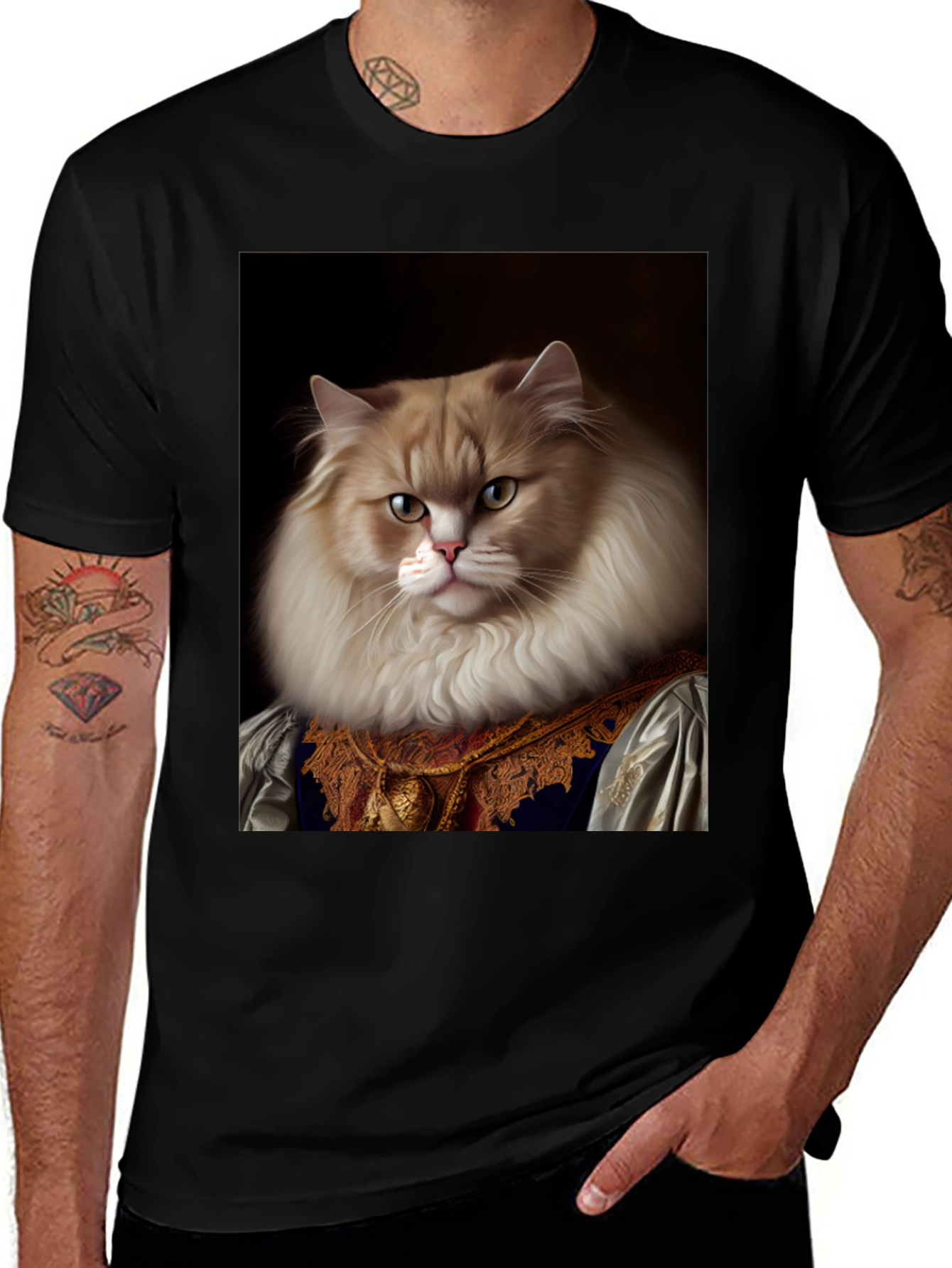 Variant 22 of Regal Cat Portrait T-Shirt - Unique Design