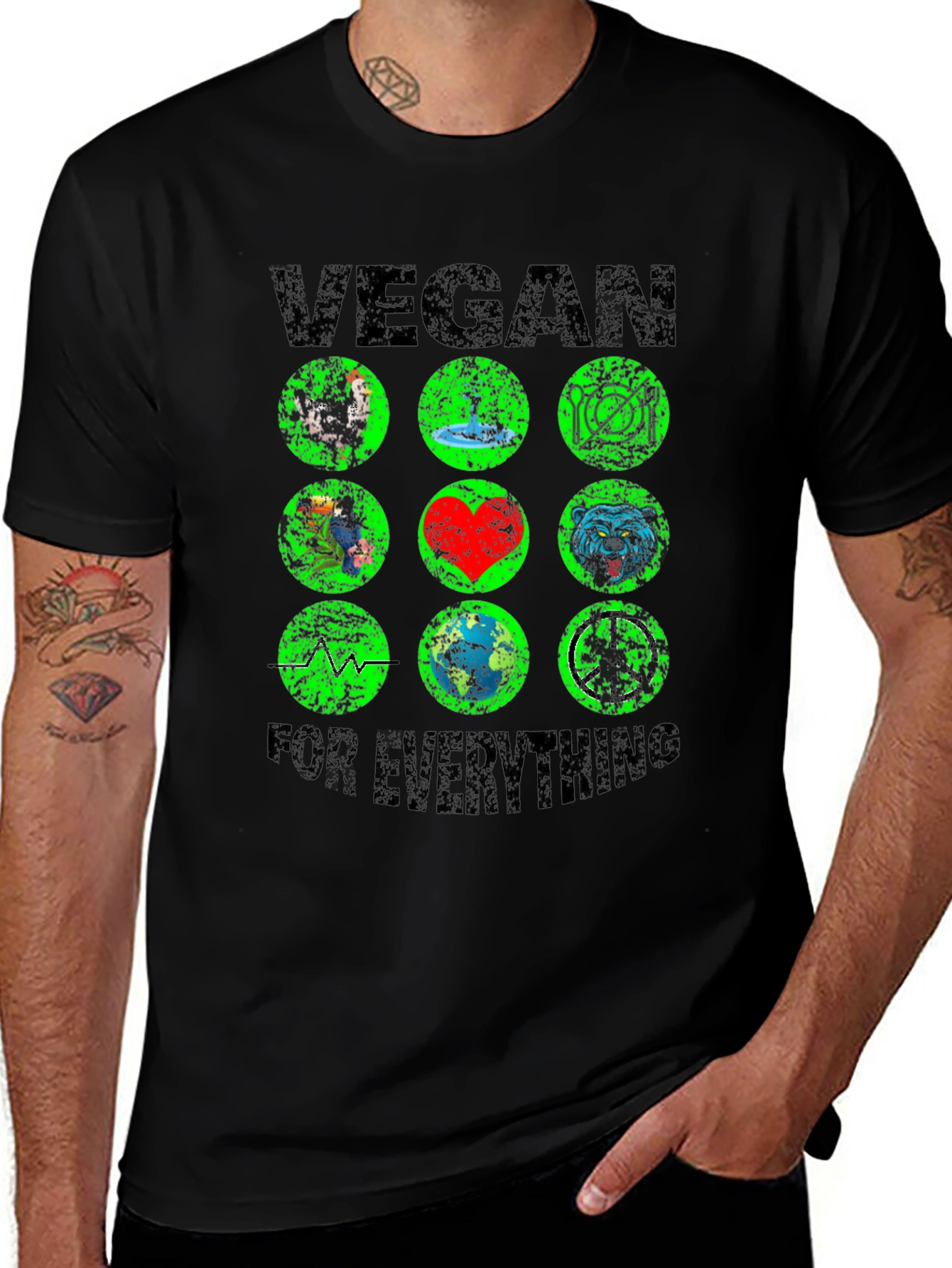 Black Vegan For Everything T-Shirt main image