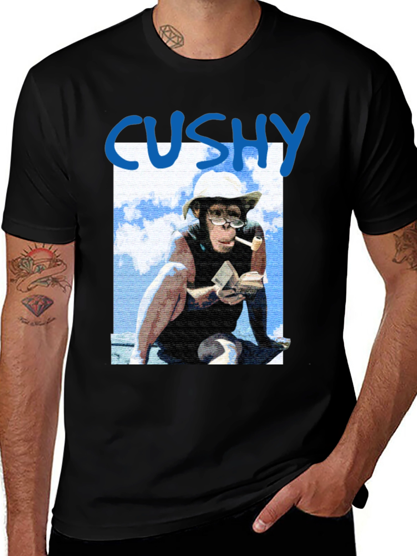 Variant 10 of Cushy Monkey Graphic T-Shirt - Relaxed Style