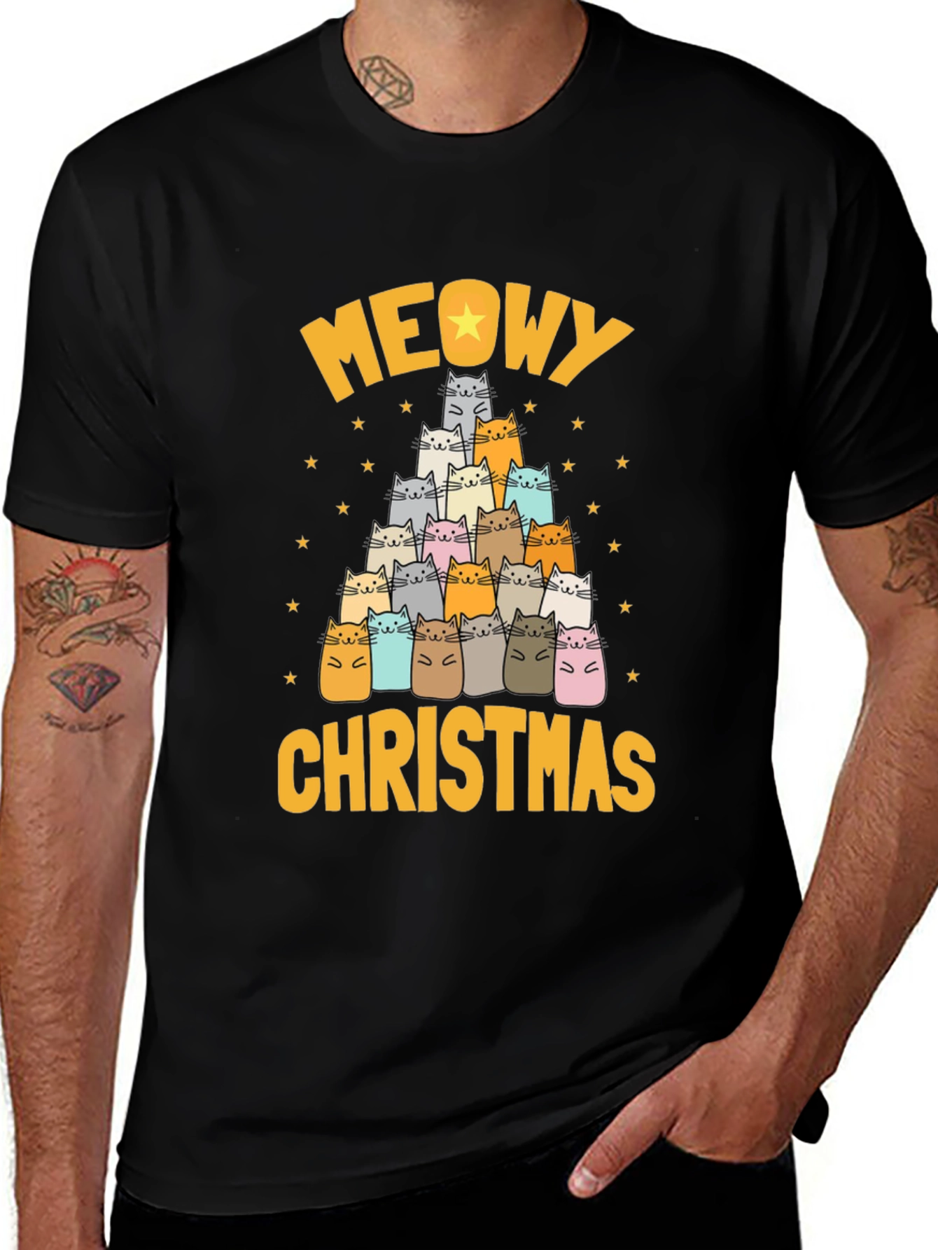 Variant 20 of Meowy Christmas Cat Tree Graphic Tee