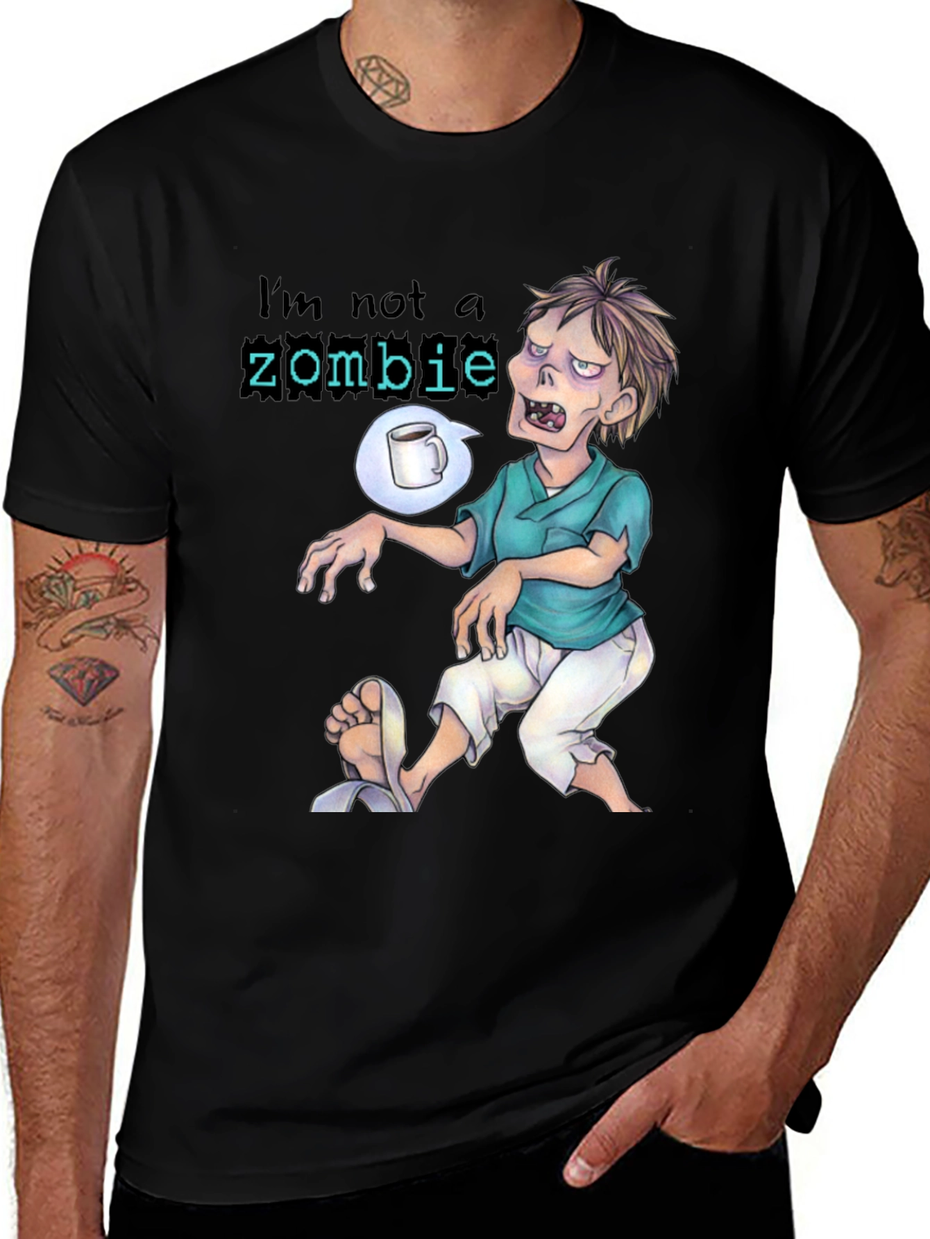 Variant 14 of I'm Not a Zombie Graphic Tee - Quirky Unisex T-Shirt