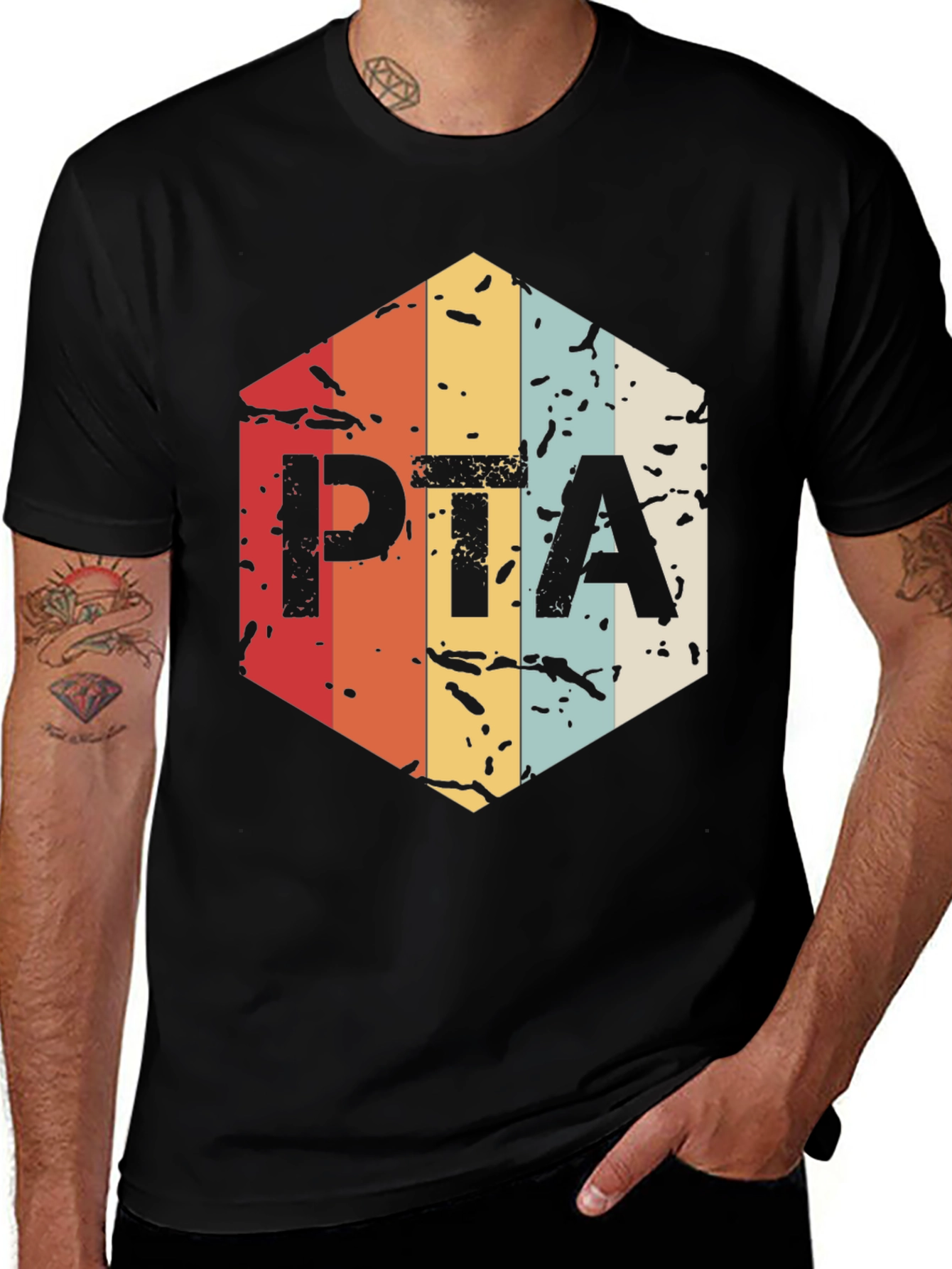 Retro PTA T-Shirt - Black Cotton Blend Tee