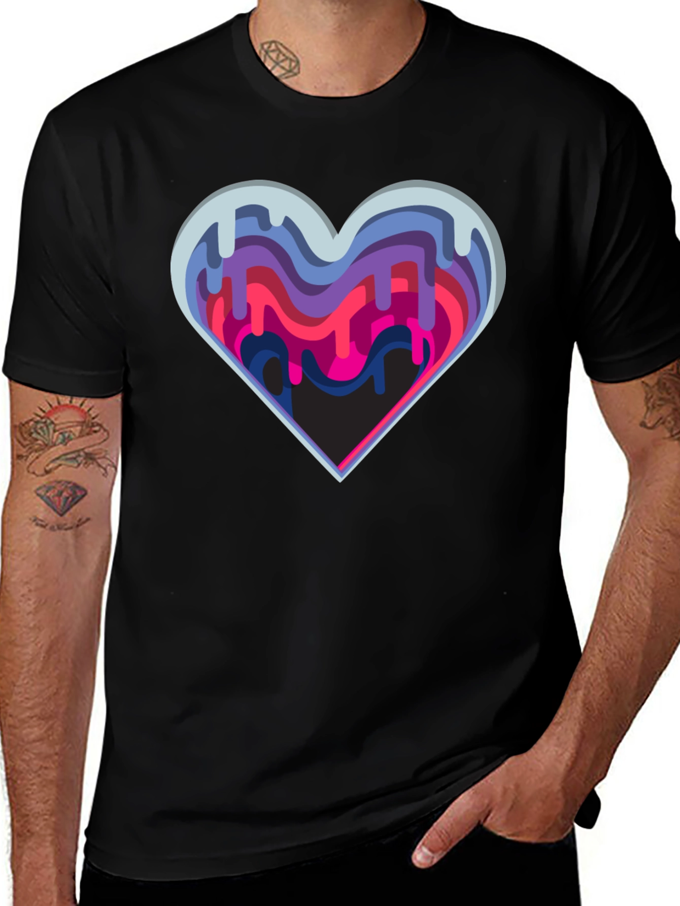 Variant 18 of Abstract Drip Heart Graphic Tee - Stylish Modern Design