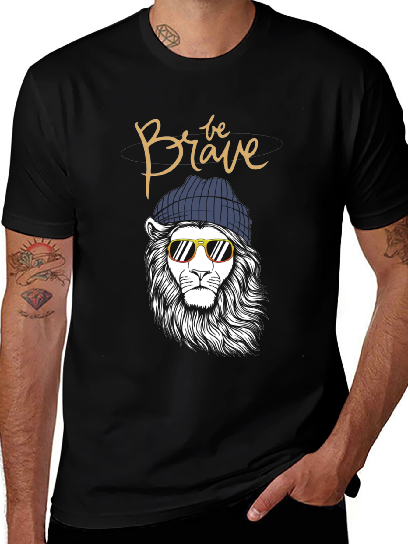 Variant 23 of Cool Lion Beanie Graphic Tee