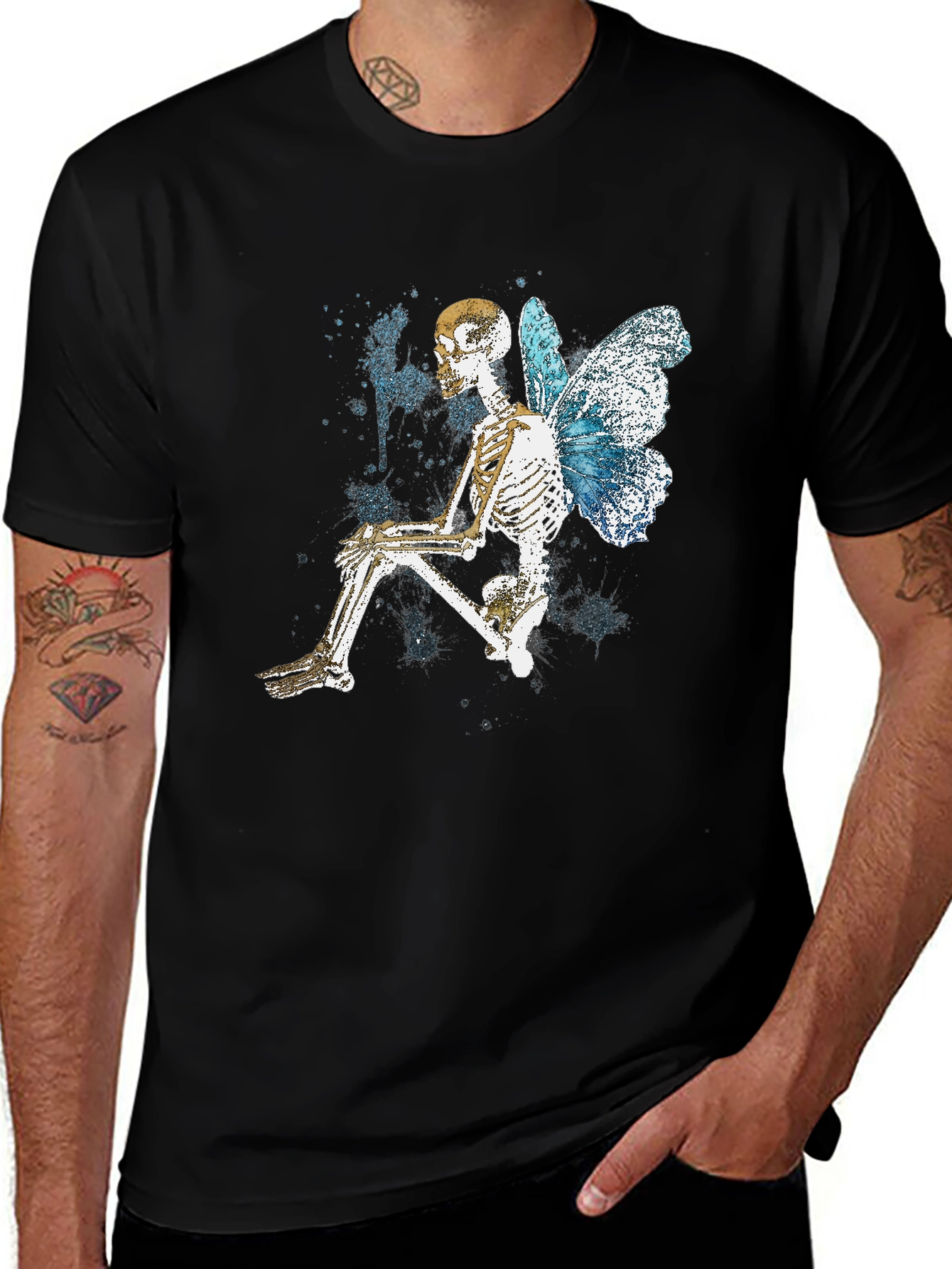 Variant 27 of Butterfly Skeleton Graphic Tee - Trendy Gothic Style