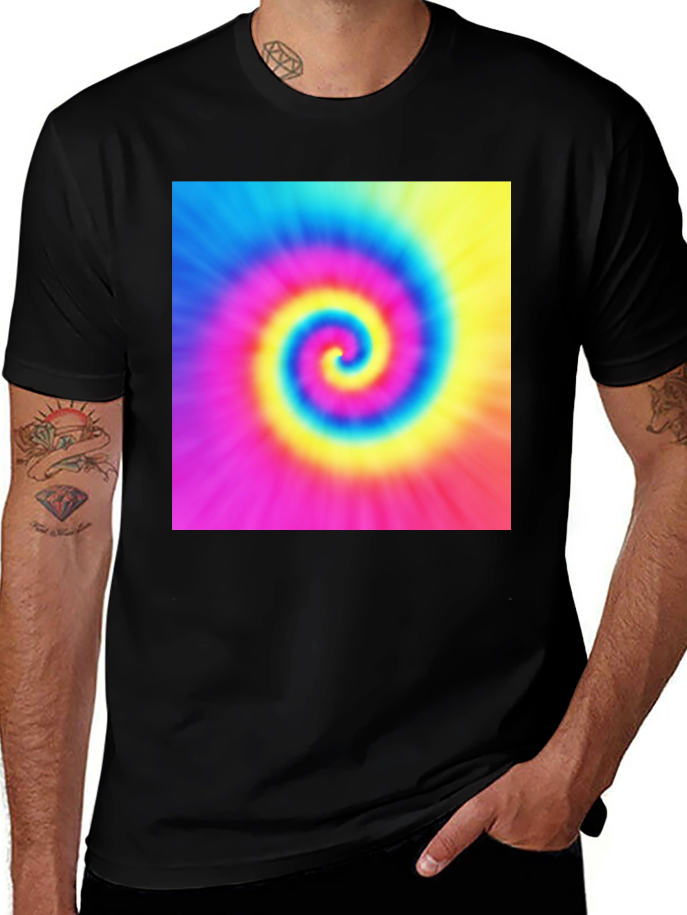 Variant 13 of Psychedelic Tie-Dye Spiral Black T-Shirt