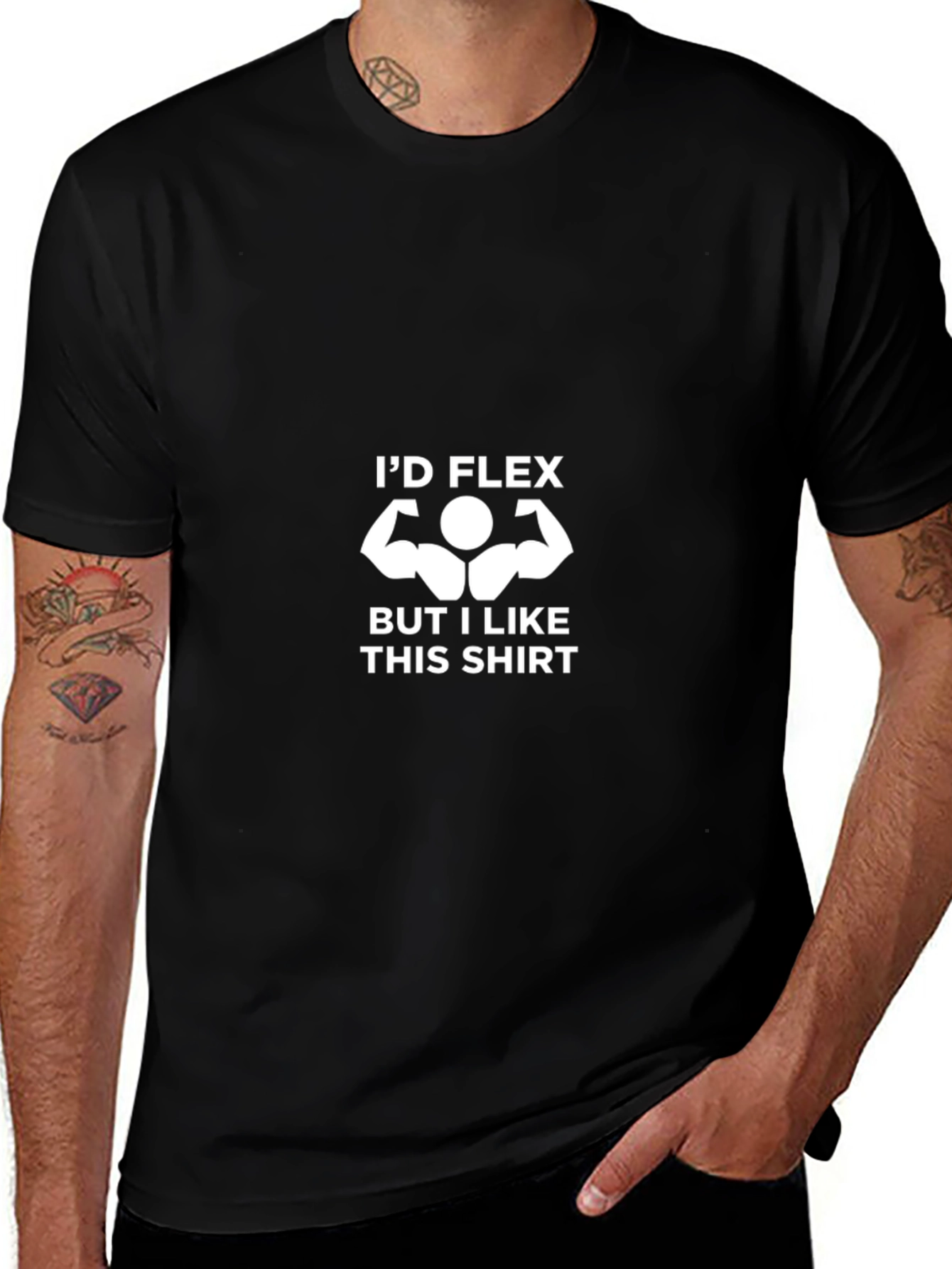 Black I'd Flex But I Like This Shirt Men's Graphic Tee main image