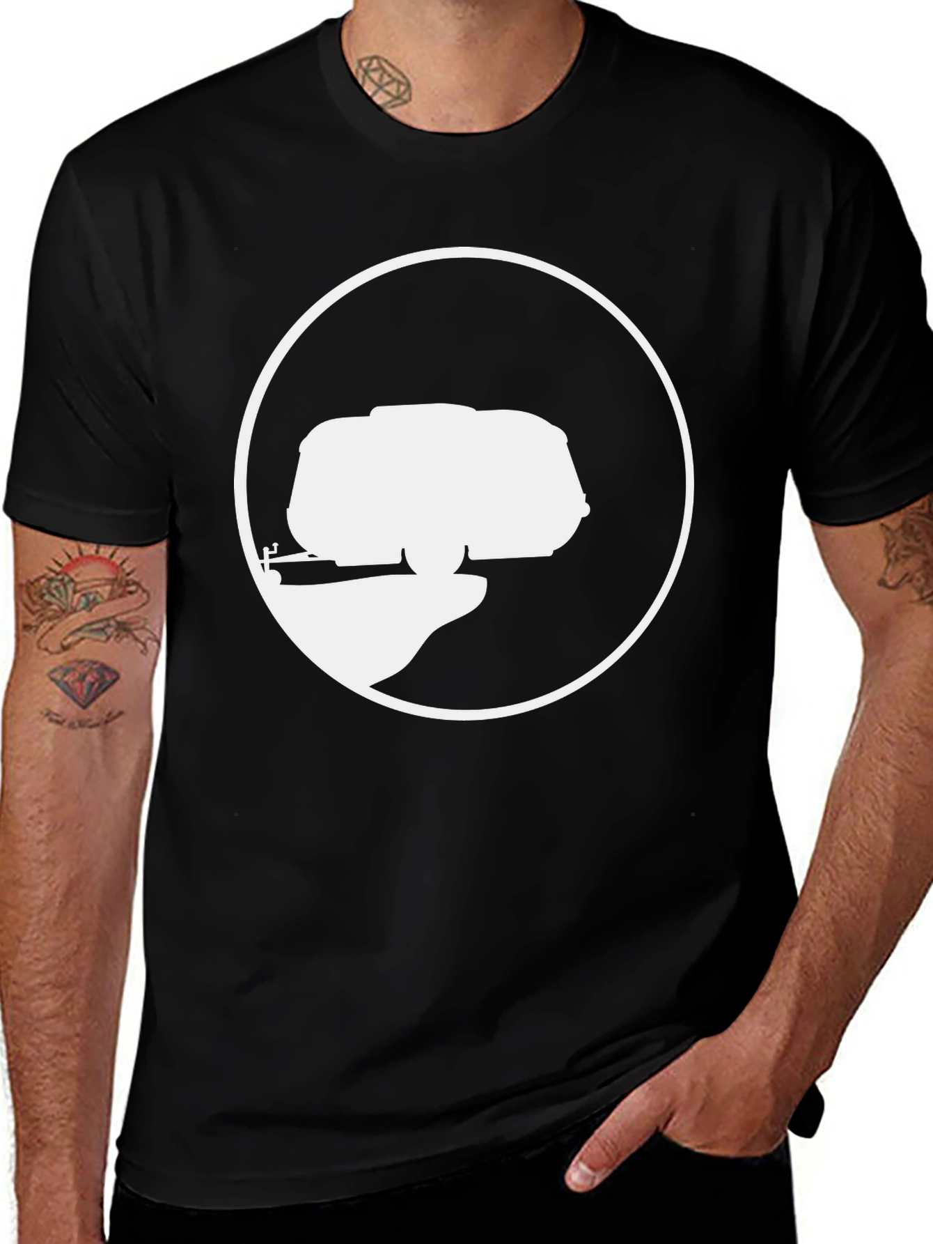 Variant 23 of Retro Camper Van Black Tee - Adventure Ready!