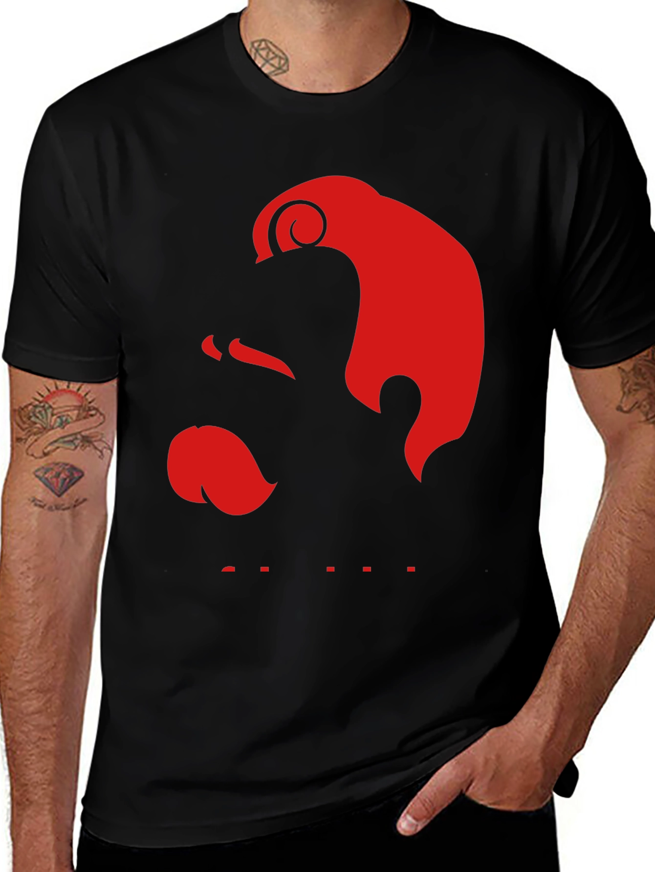 Variant 21 of Red Silhouette Graphic Black T-Shirt