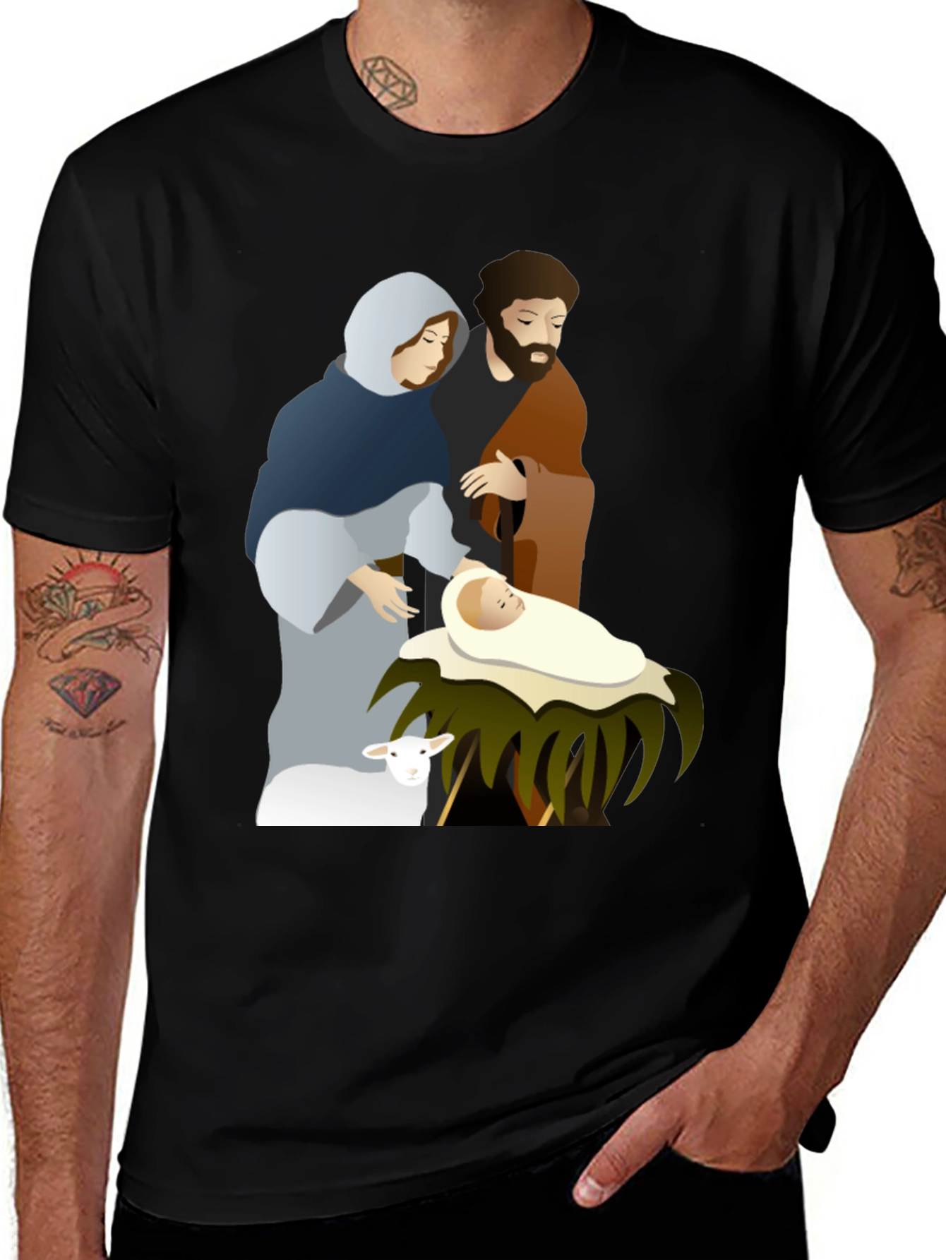 Nativity Scene Graphic Tee - Classic Holiday Shirt