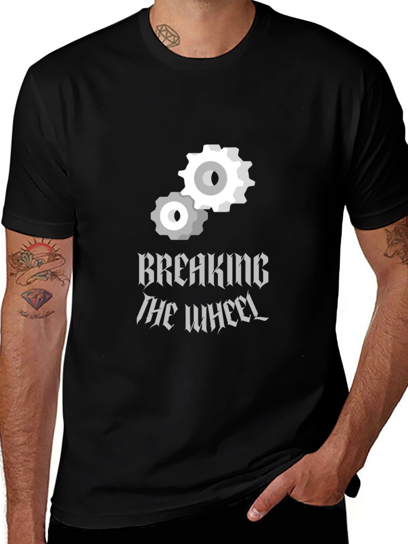 Variant 5 of Breaking the Wheel Black Graphic Tee