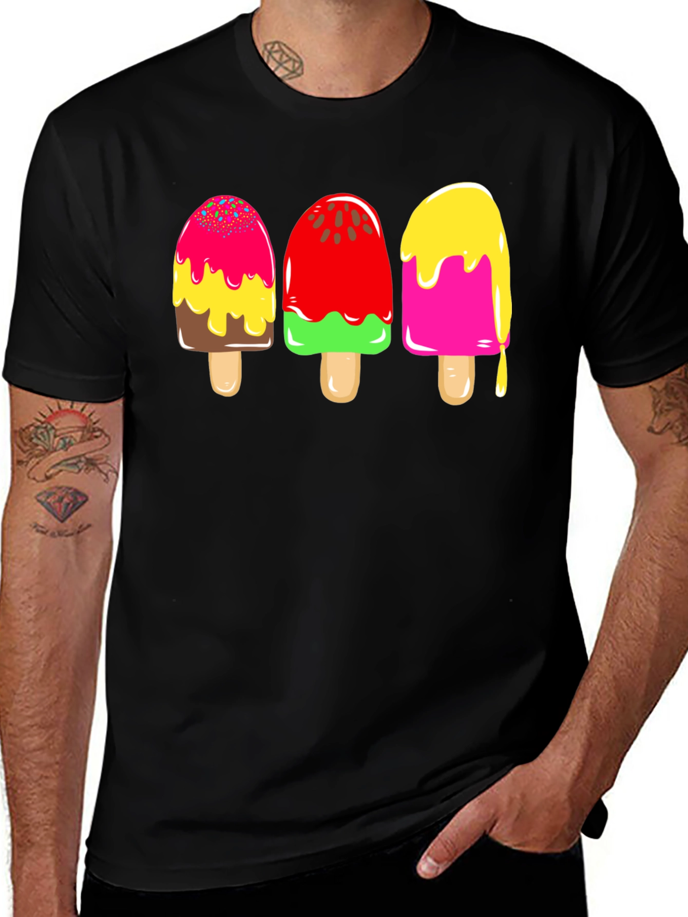 Black Fun Popsicle Graphic Tee - Summer Style main image