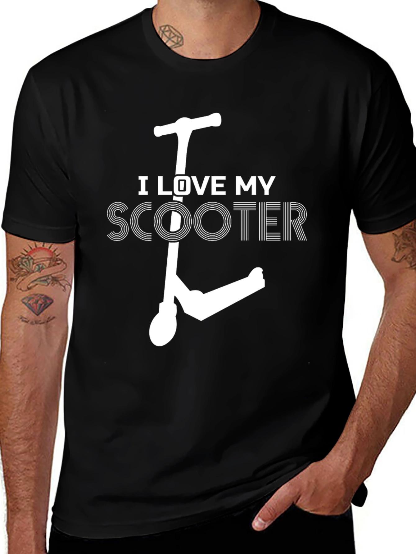 Variant 10 of I Love My Scooter Graphic Tee - Black