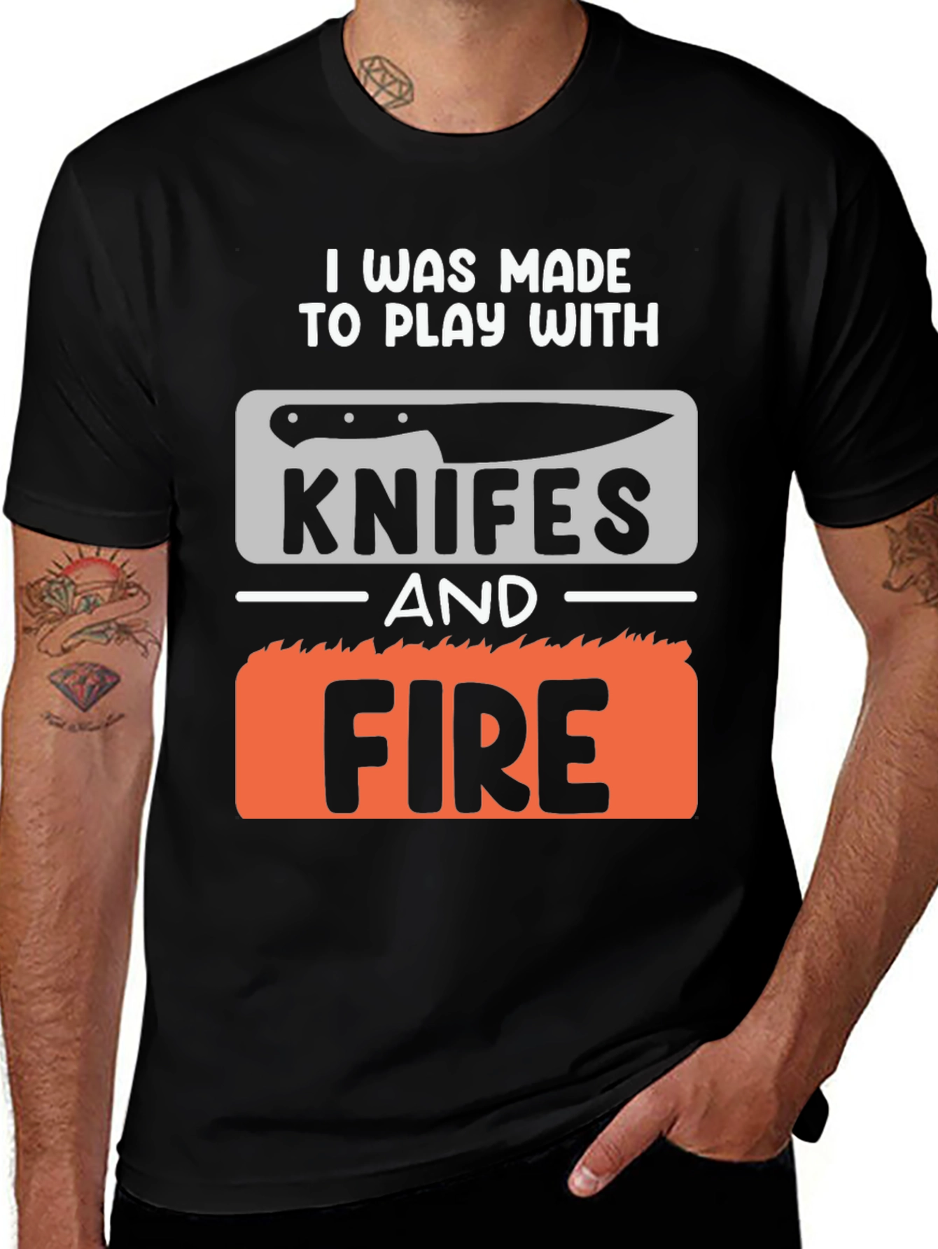 Knives and Fire Graphic T-Shirt - Black