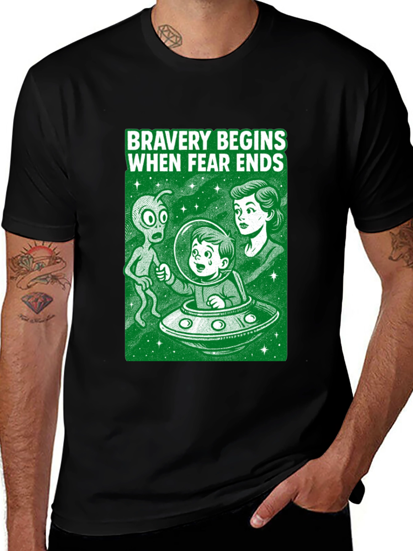 Variant 11 of Bravery Begins Alien Encounter T-Shirt