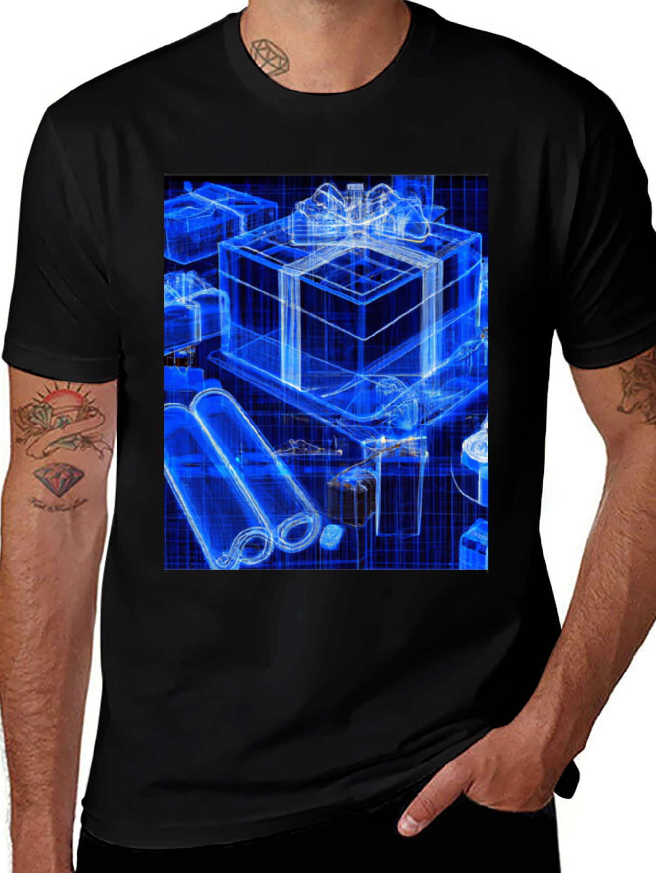 Variant 26 of Blueprint Gift Pattern Black T-Shirt