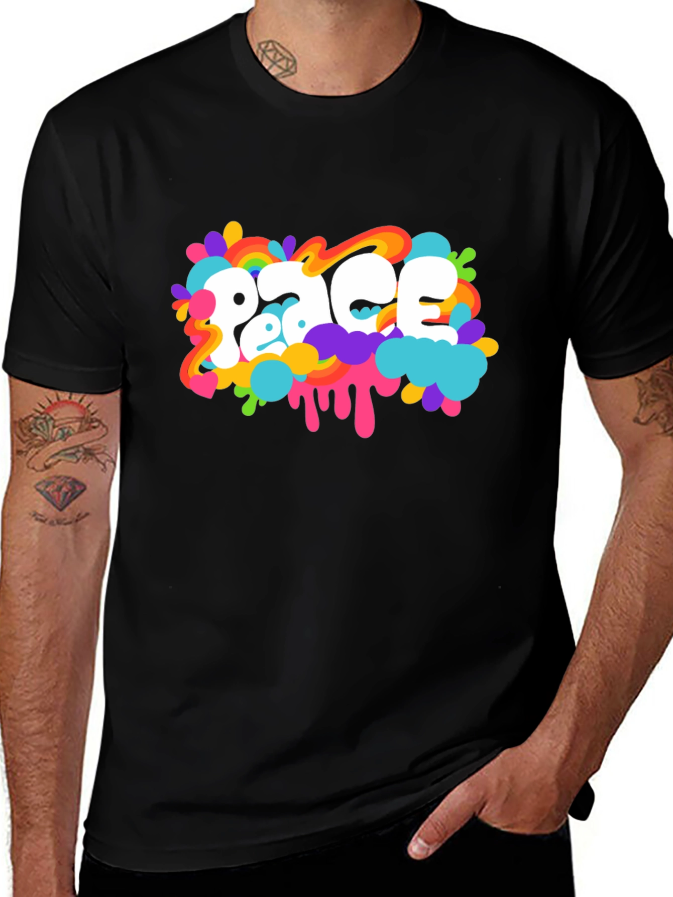 Variant 16 of Peace Graphic Black T-Shirt